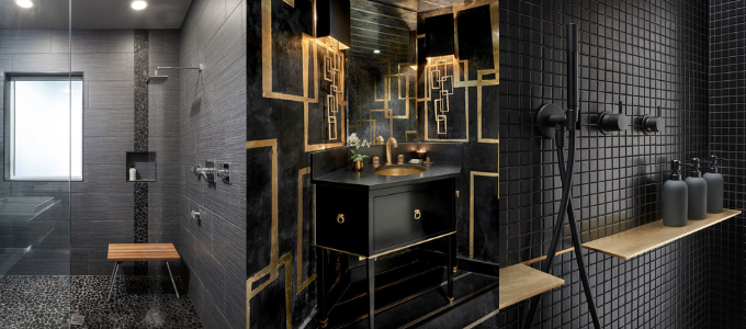 zwart met goud en hout