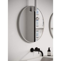 Looox Spiegel White Line Round, matt white frame, diameter 100 cm