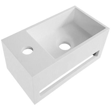 Creavit Aloni Solid Surface Wastafel Wit Handdoekhouder Met Kraangat Rechts 35,8x20,5x15,7 cm