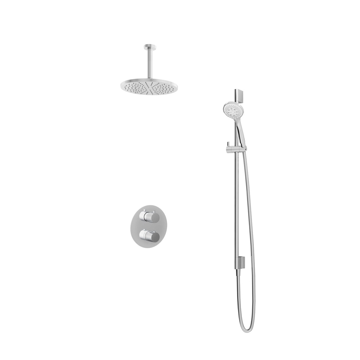 Hotbath Buddy Inbouw Regendoucheset Met 2-Weg-Omstel, Plafondbuis 15cm, Hoofddouche 25cm, 3-Standen Handdouche En Glijstang Chroom