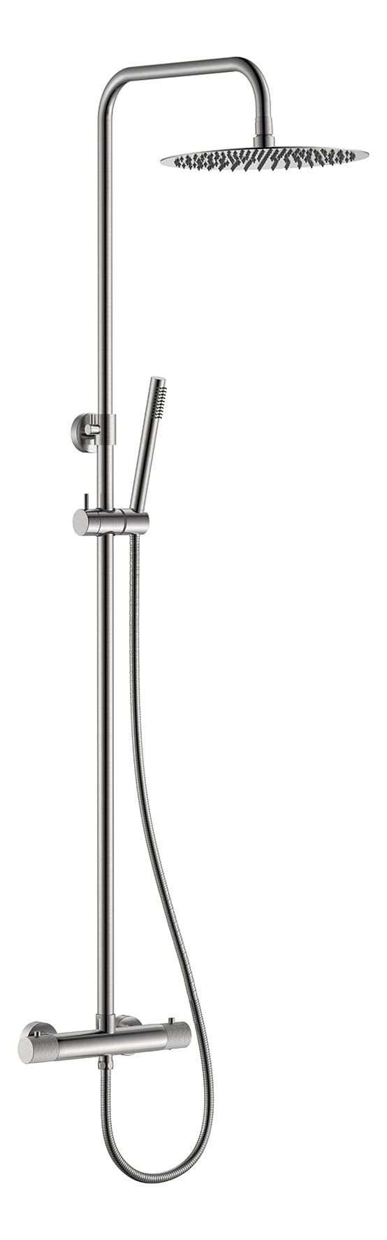 Ribbd Themostatische Opbouw Regendouche Geborsteld Staal