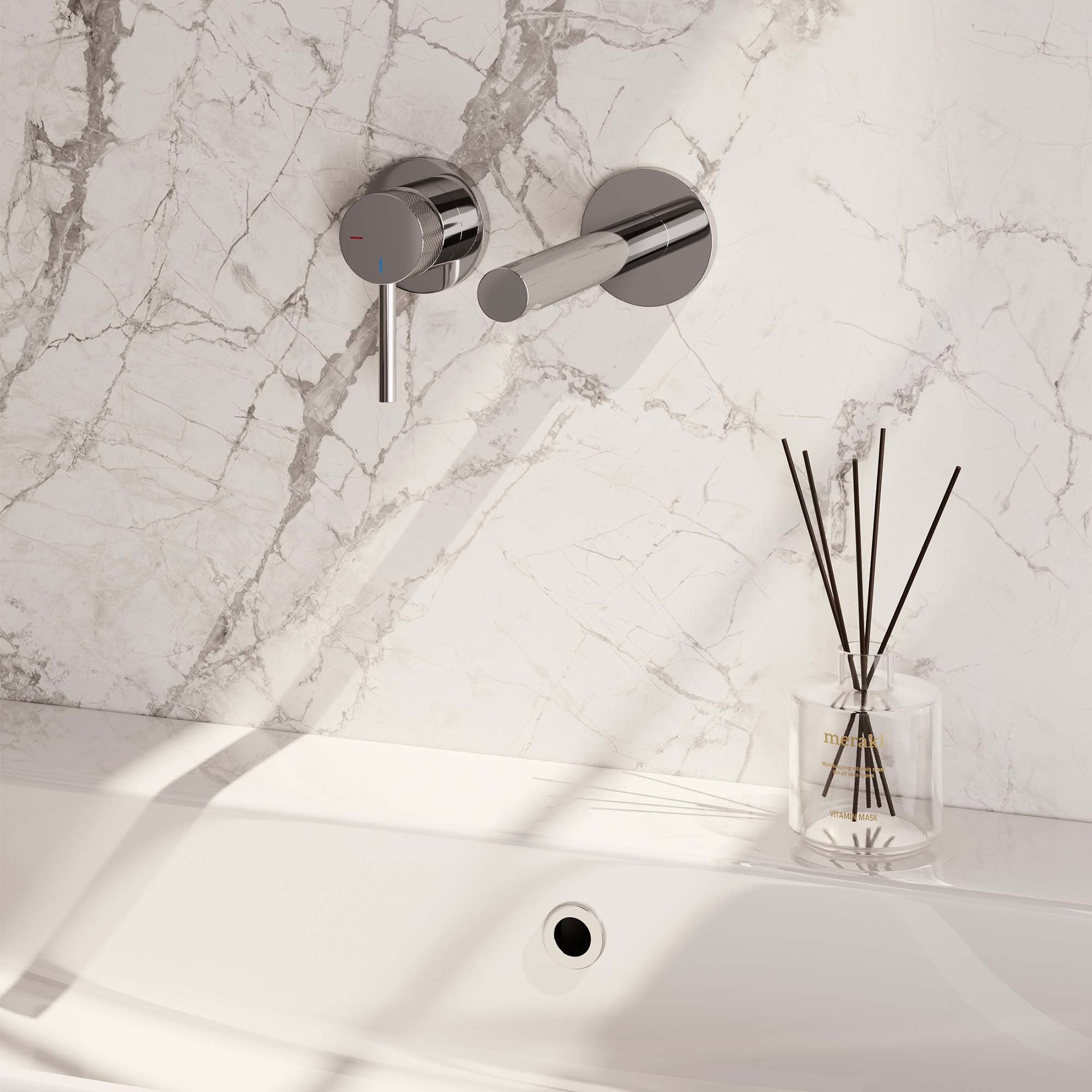 BRAUER Chrome Carving inbouw wastafelmengkraan met rechte uitloop en rozetten model A2 chroom