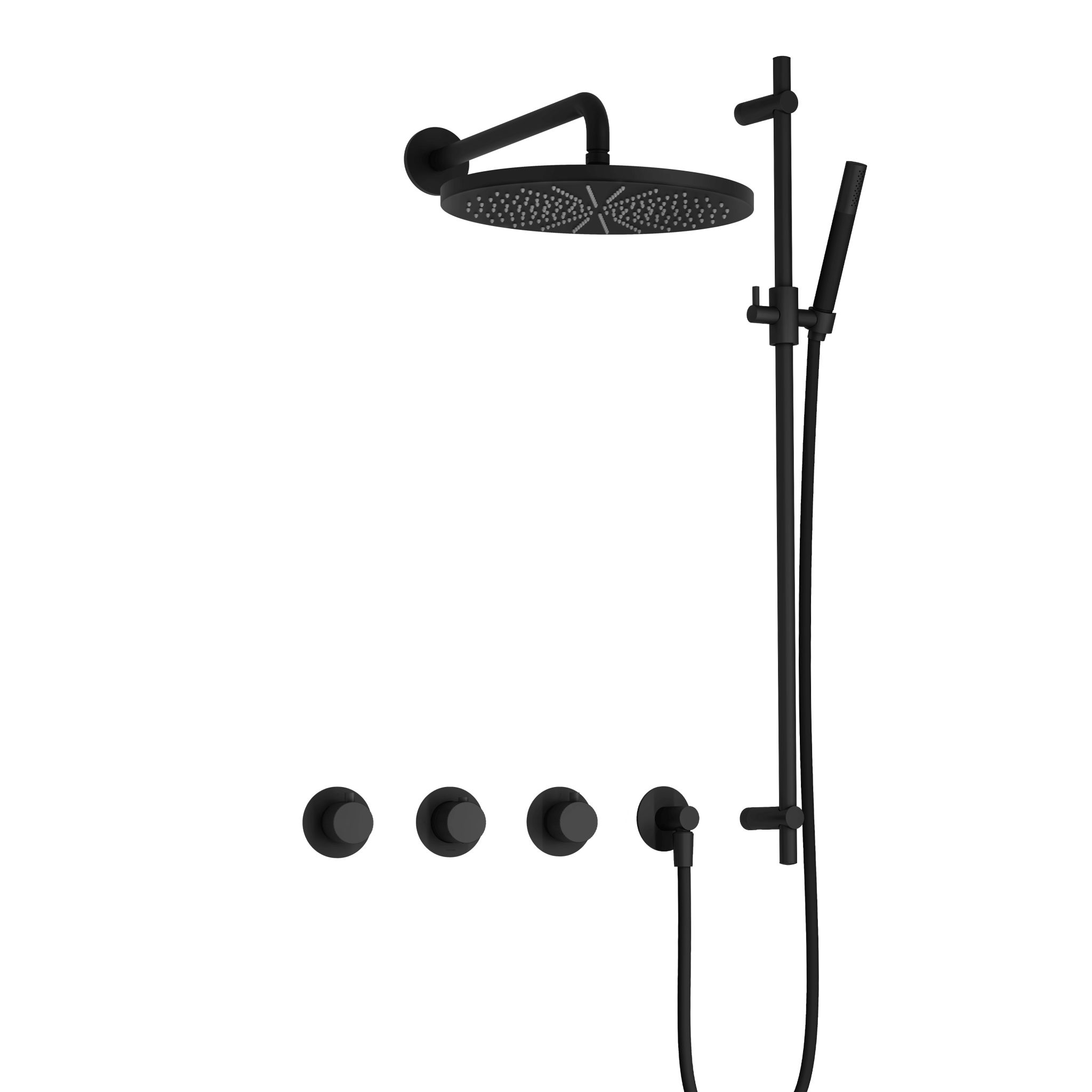 Hotbath Cobber X Inbouw Regendoucheset Met 2 Stopkranen, Wandarm, Hoofddouche 30cm, Staafhanddouche En Glijstang Mat Zwart