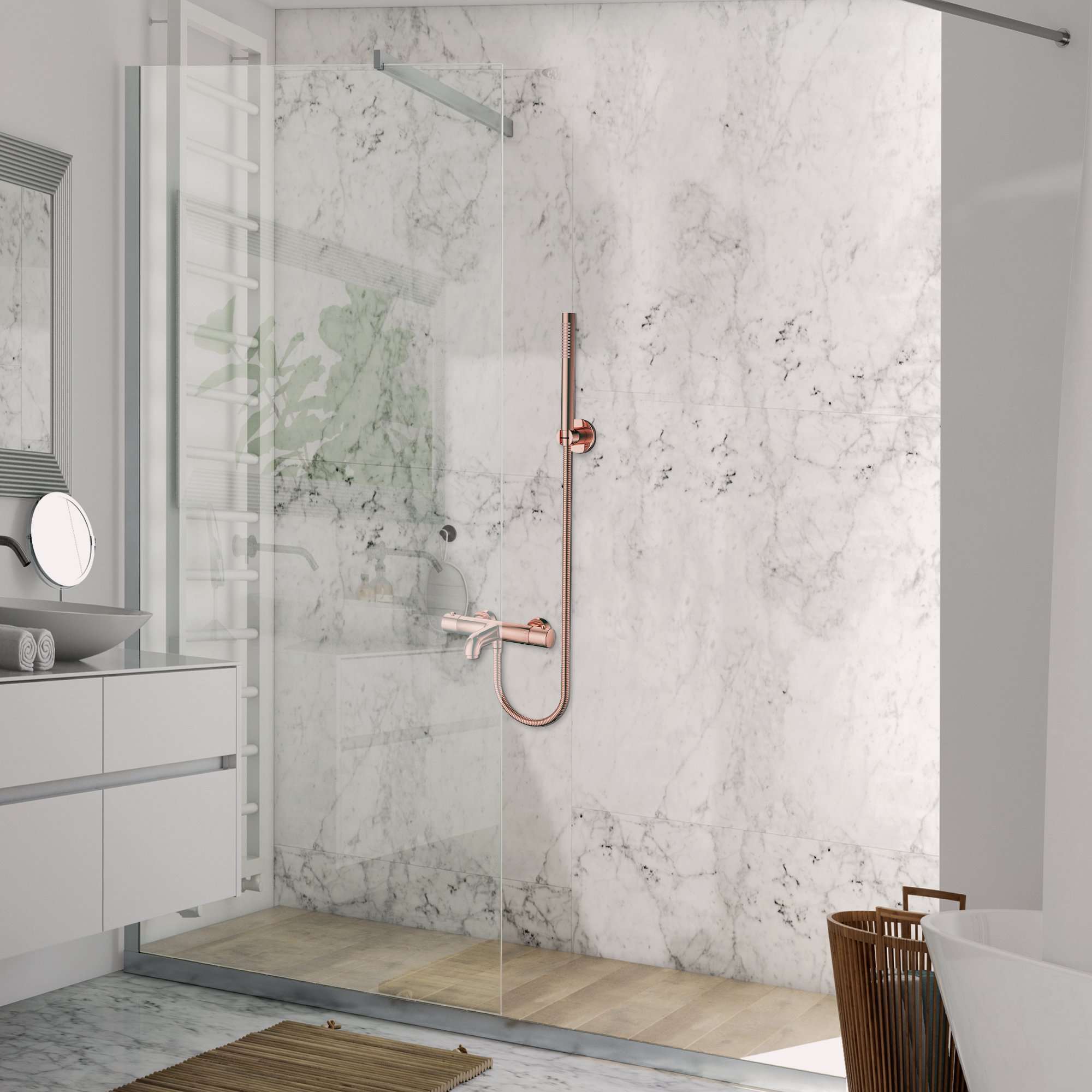 THERMOSTATISCHE BAD/DOUCHEKRAAN  GEBORSTELD KOPER