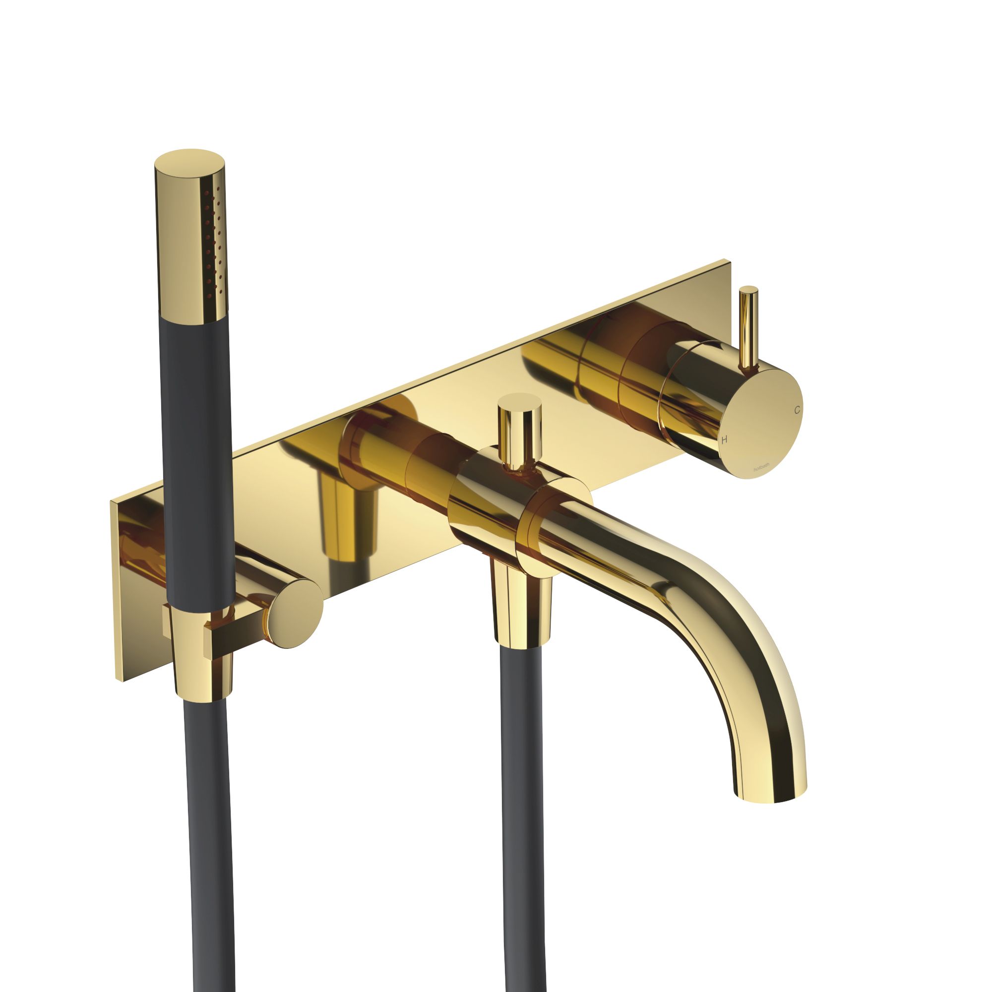 Hotbath Cobber Afbouwdeel - Inbouw Badmengkraan Met Handdoucheset Gepolijst Messing - Living Colours