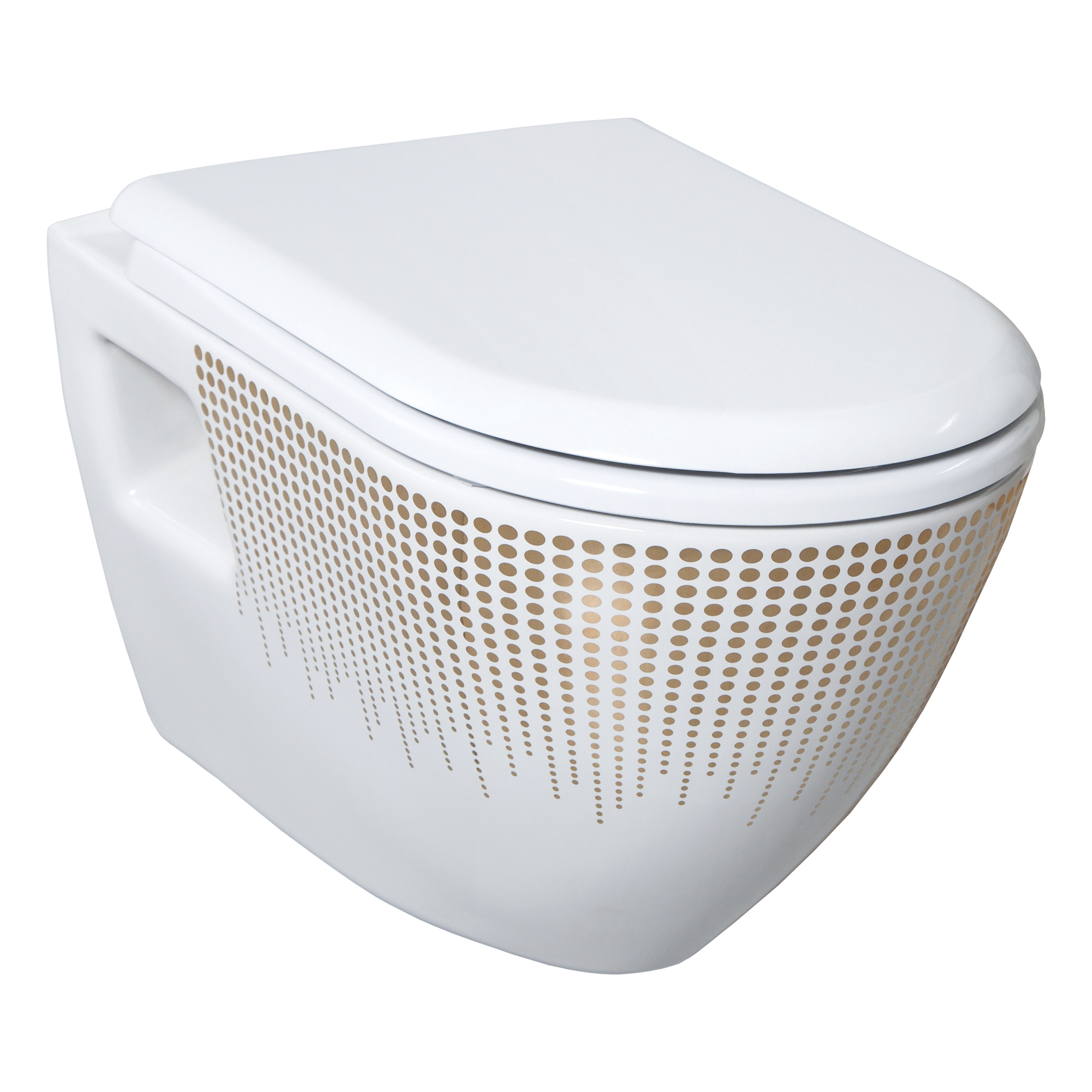 Creavit Design Ophang Wc Zonder Sproeier (Bidet), Wit Met Goud Decoratie