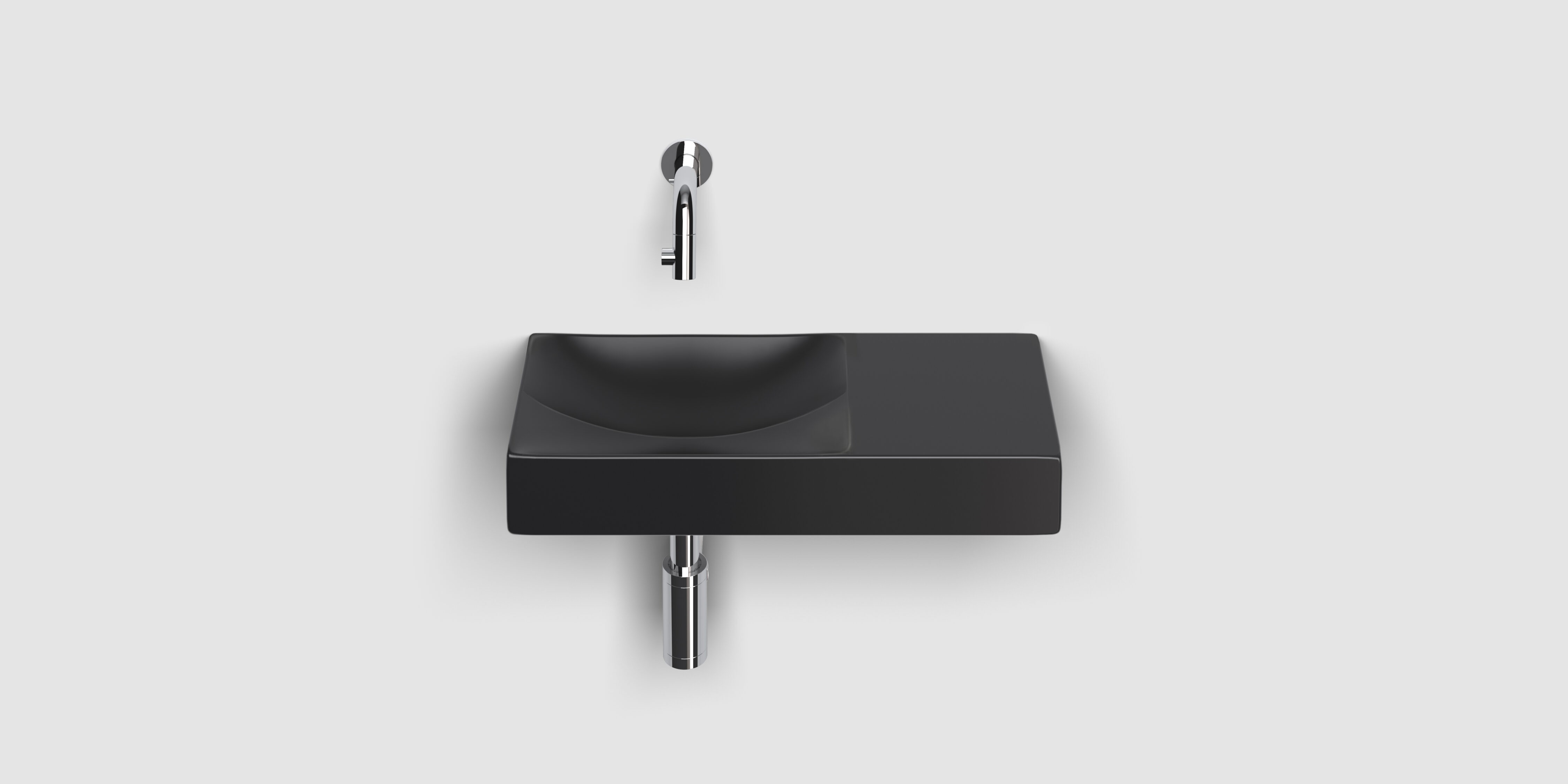 Clou Vale keramiek fontein 45x19x7cm voorbewerkt kraangat rechts Zwart mat