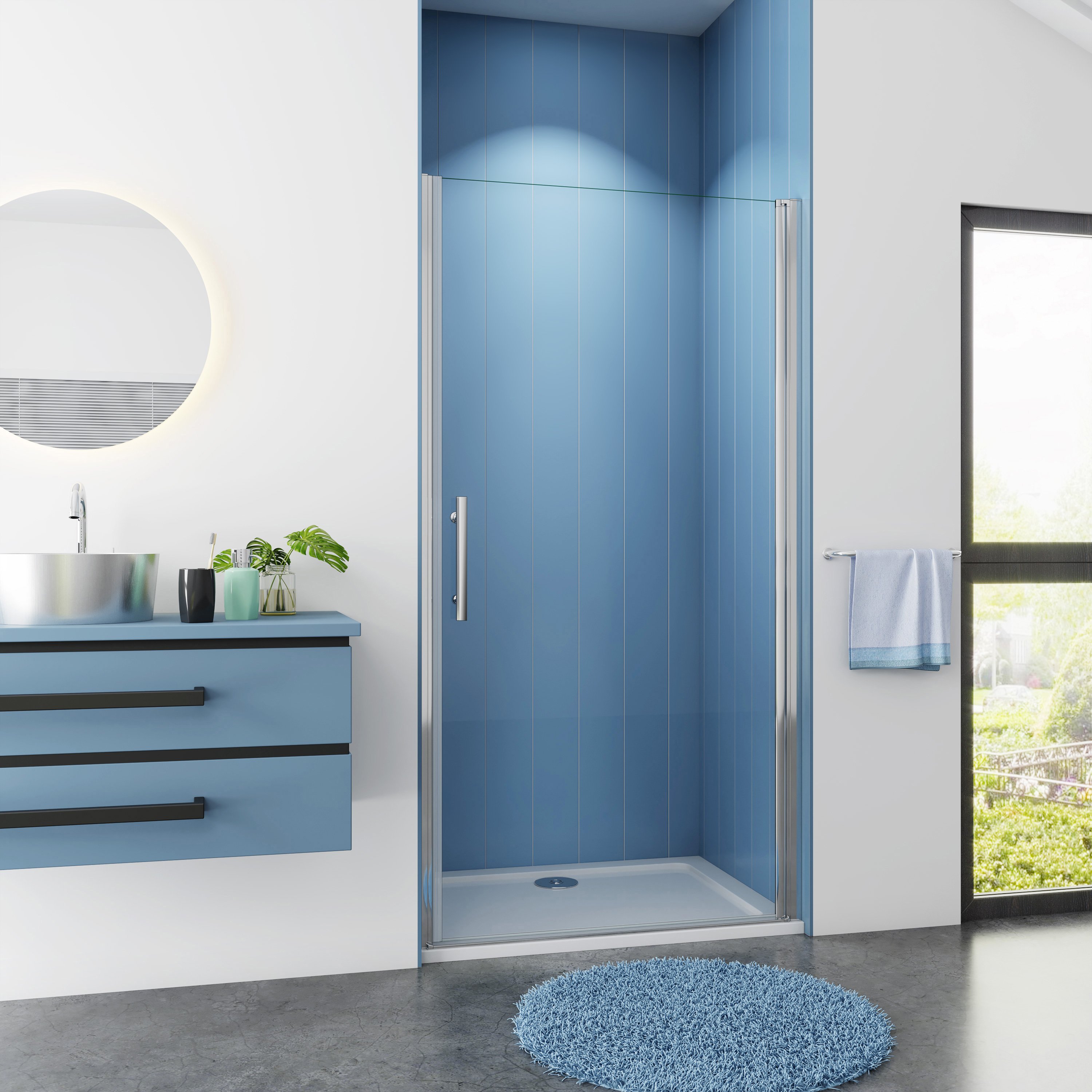 Douchedeur Romy Nisdeur 76X195 Draaideur 6Mm Helder Glas Antikalk Chroom