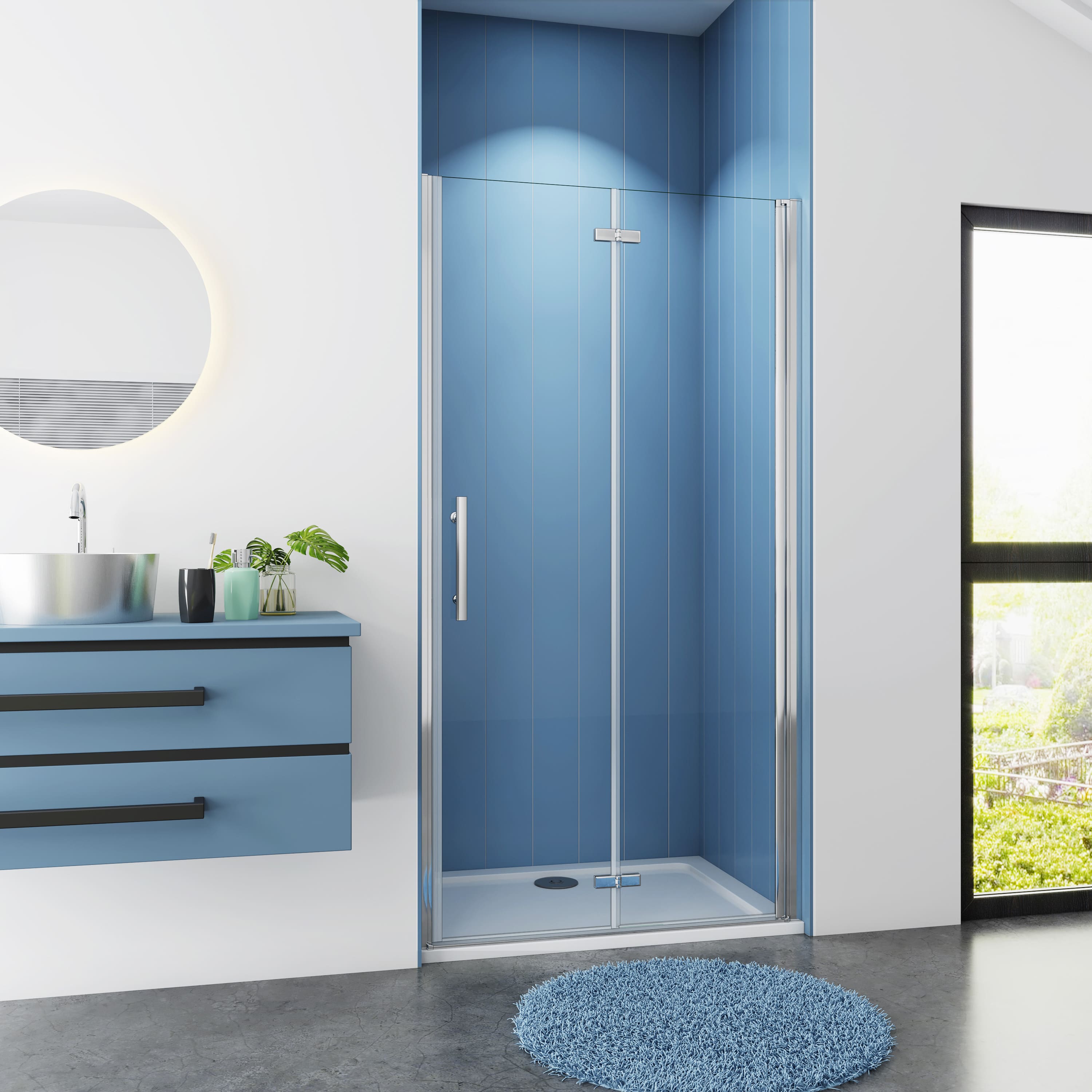 Douchedeur Poppy Nisdeur 70x185 Vouwdeur 2-Delig 6Mm Helder Glas Antikalk Chroom