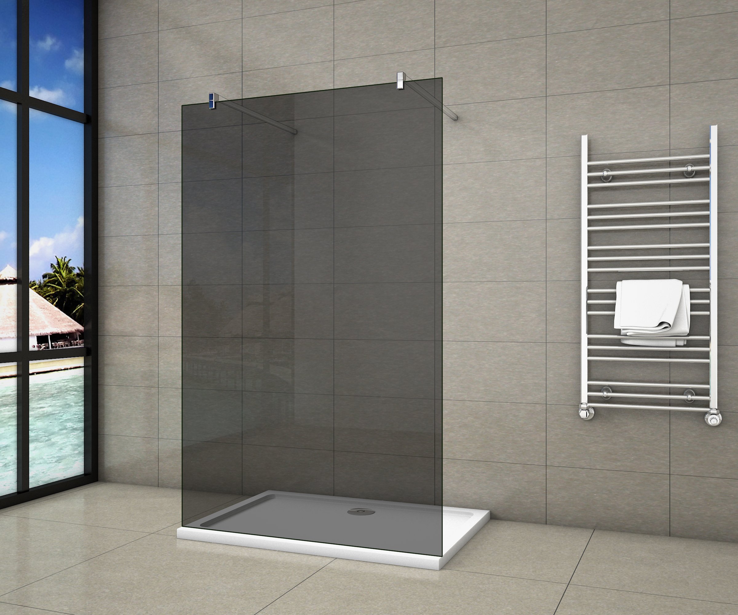 Serie Black Dahlia - Inloopdouche Vrijstaand - 90x200 - Chroom - 8mm Rookglas