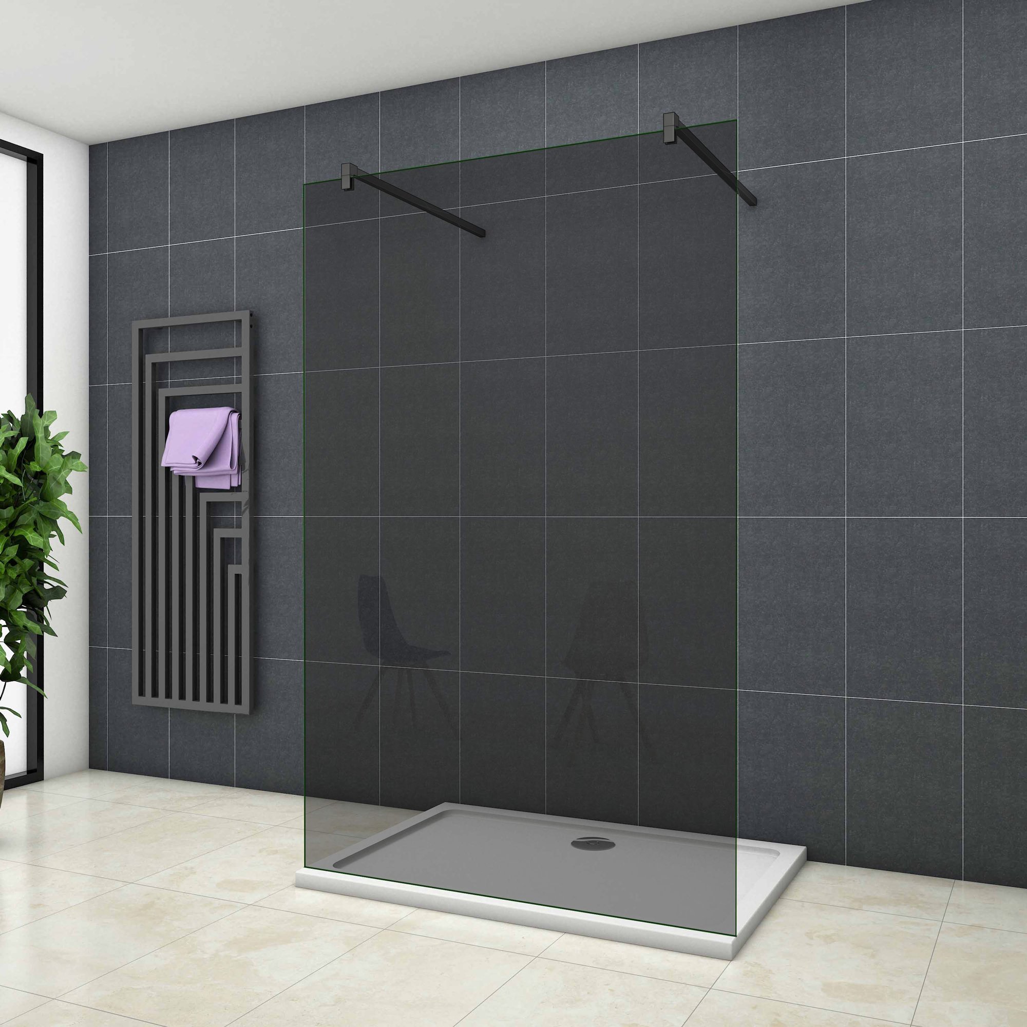 Inloopdouche Vrijstaand Black Dahlia 110x200 8mm Rookglas Antikalk Mat Zwart