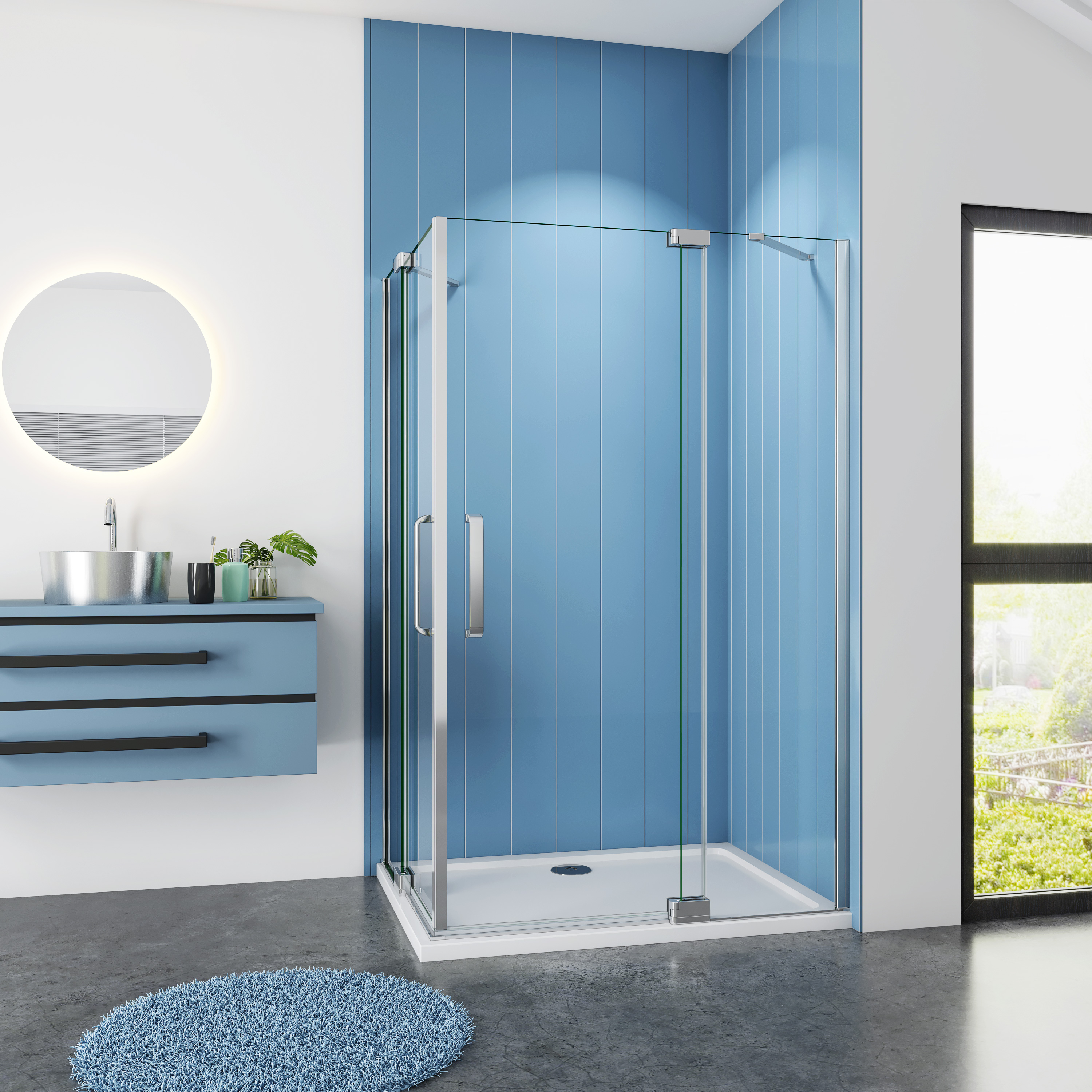 Douchecabine Vierkant Cosmos 90x90x195 Hoekinstap 8mm Helder Glas Antikalk Chroom