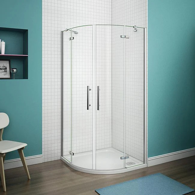 Douchecabine Kwartrond Pansy 80x80x195 - Draaideur met Vaste Wand - 6mm Helder Glas - Antikalk - Chroom