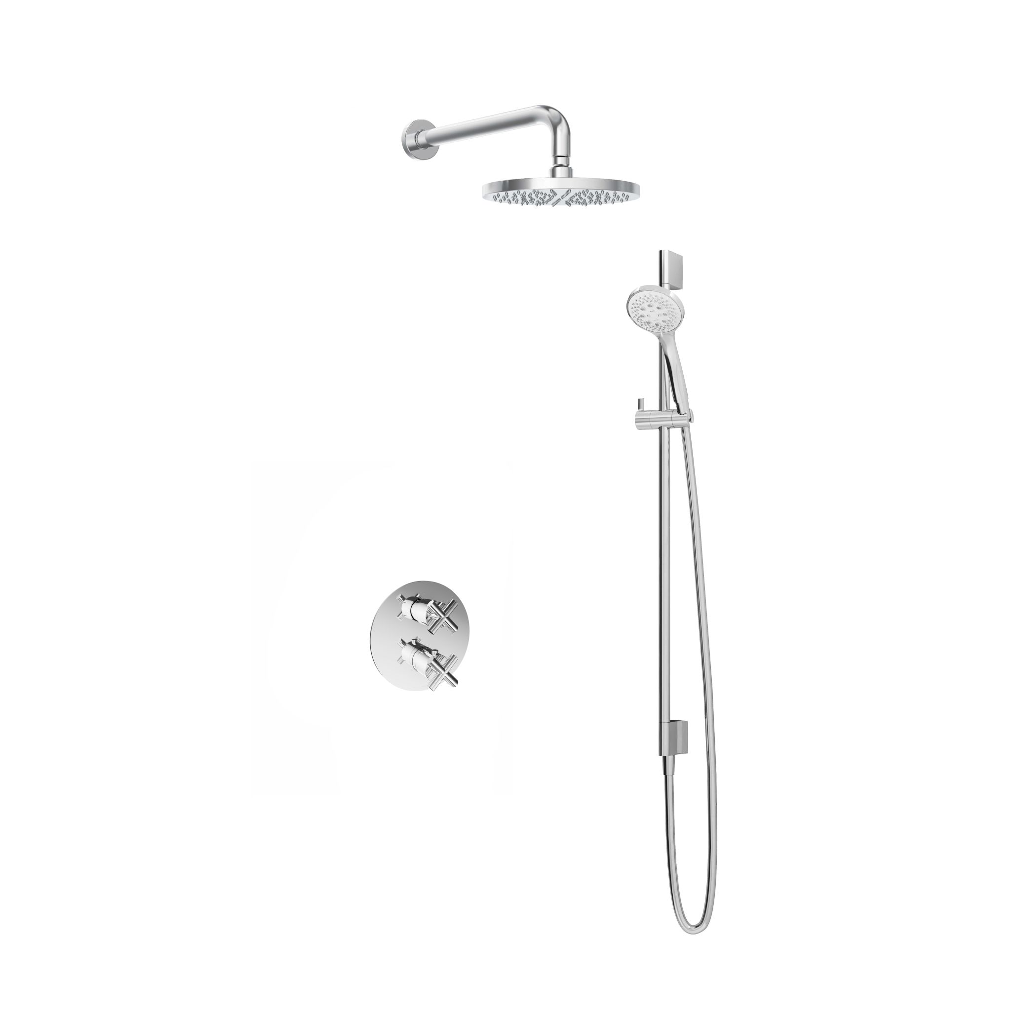 Hotbath Chap Inbouw Regendoucheset Rond Met 2-weg-omstel, Wandarm, Hoofddouche 20cm, 3-Standen Handdouche En Glijstang Chroom