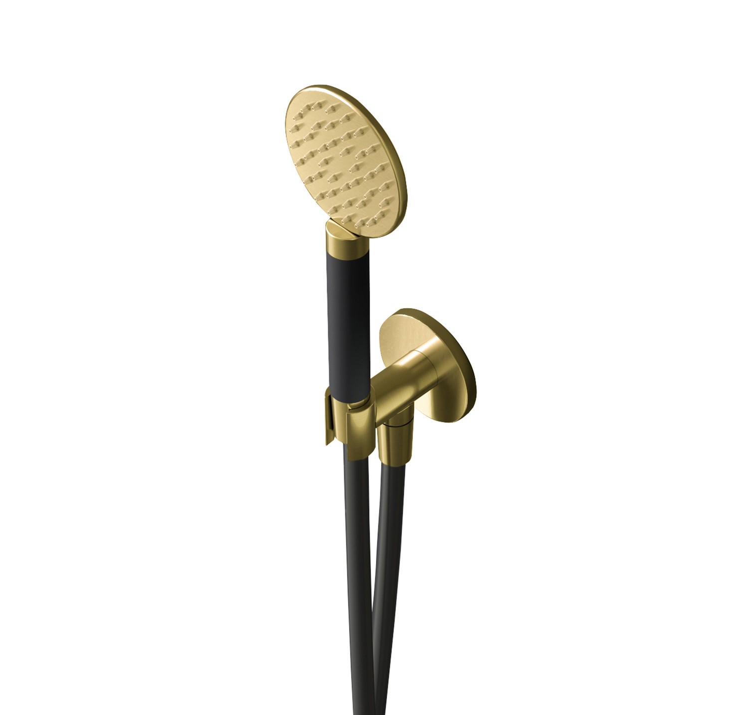 Hotbath Cobber Ronde Handdouche Met Wandsteun, Muuruitslaat En Doucheslang 150cm Geborsteld Messing PVD