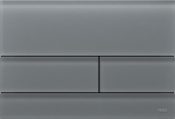 TECEsquare II WC-bedieningsplaat van glas voor duospoeltechniek Glas Signaalgrijs Gesatineerd