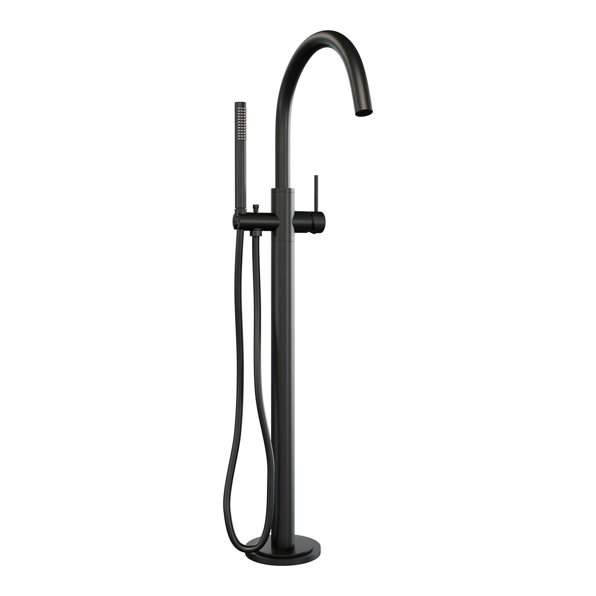 BRAUER Black Carving vrijstaande badmengkraan SET 01 met staaf handdouche en doucheslang mat zwart