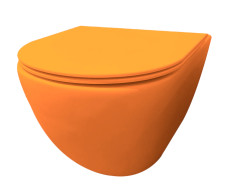 Best-Design "Morrano-49-Zonder-Spoelrand" wandcloset blinde bevestiging incl. zitting Mat-oranje