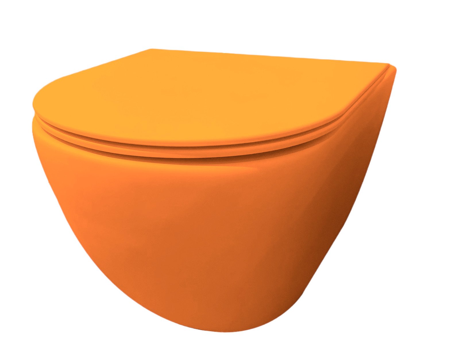 Best-Design "Morrano-49-Zonder-Spoelrand" wandcloset blinde bevestiging incl. zitting Mat-oranje