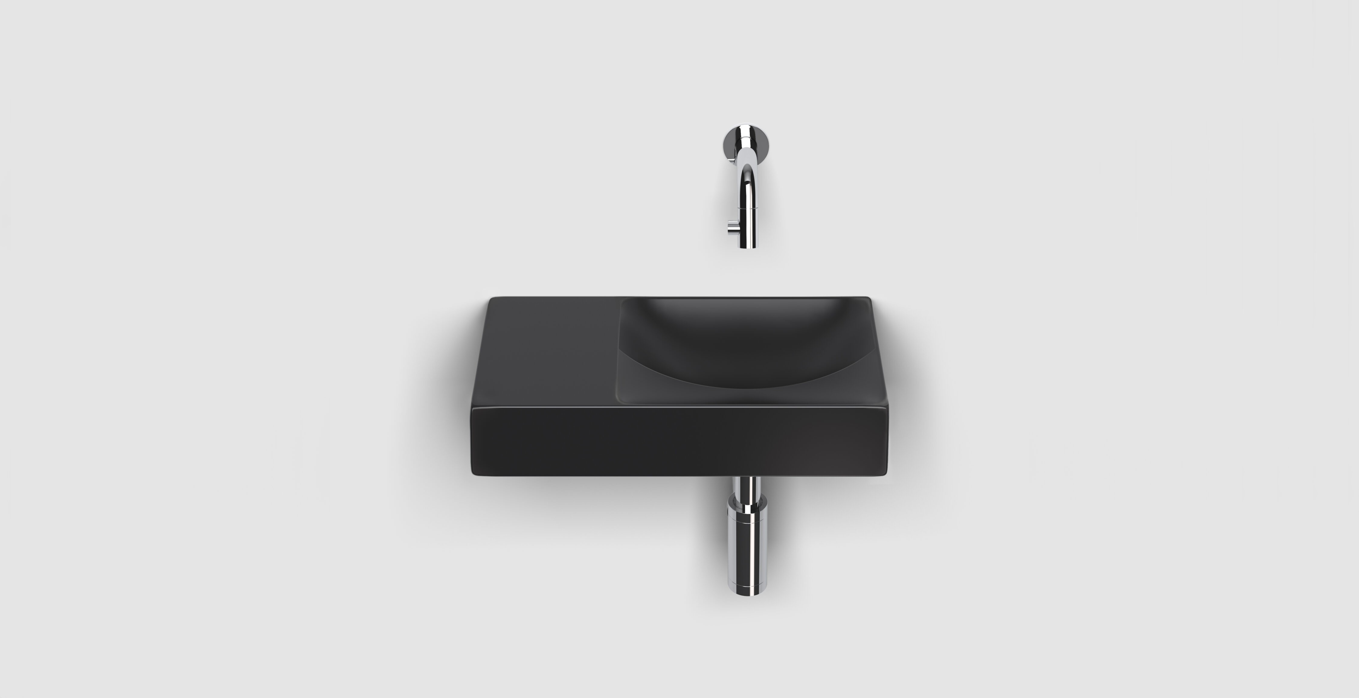 Clou Vale fonteinen keramiek fontein 38x19x7cm zonder kraangat links Zwart mat