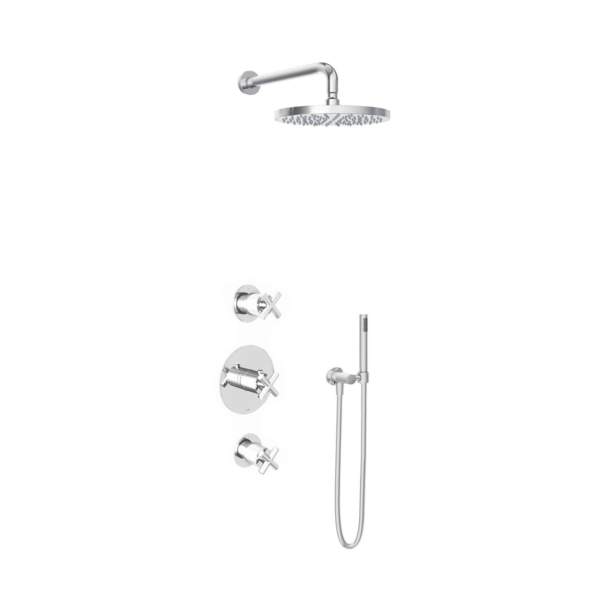 Hotbath Chap Inbouw Regendoucheset Rond Met 2 Stopkranen, Wandarm, Hoofddouche 30cm En Staafhanddouche Chroom