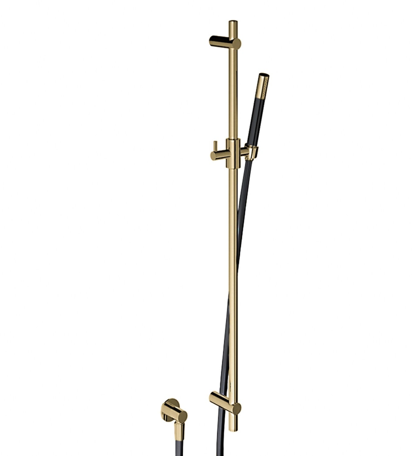 Hotbath Glijstang 90cm Met Wandaansluitbocht, Doucheslang 150cm En Staafhanddouche Gepolijst Messing PVD