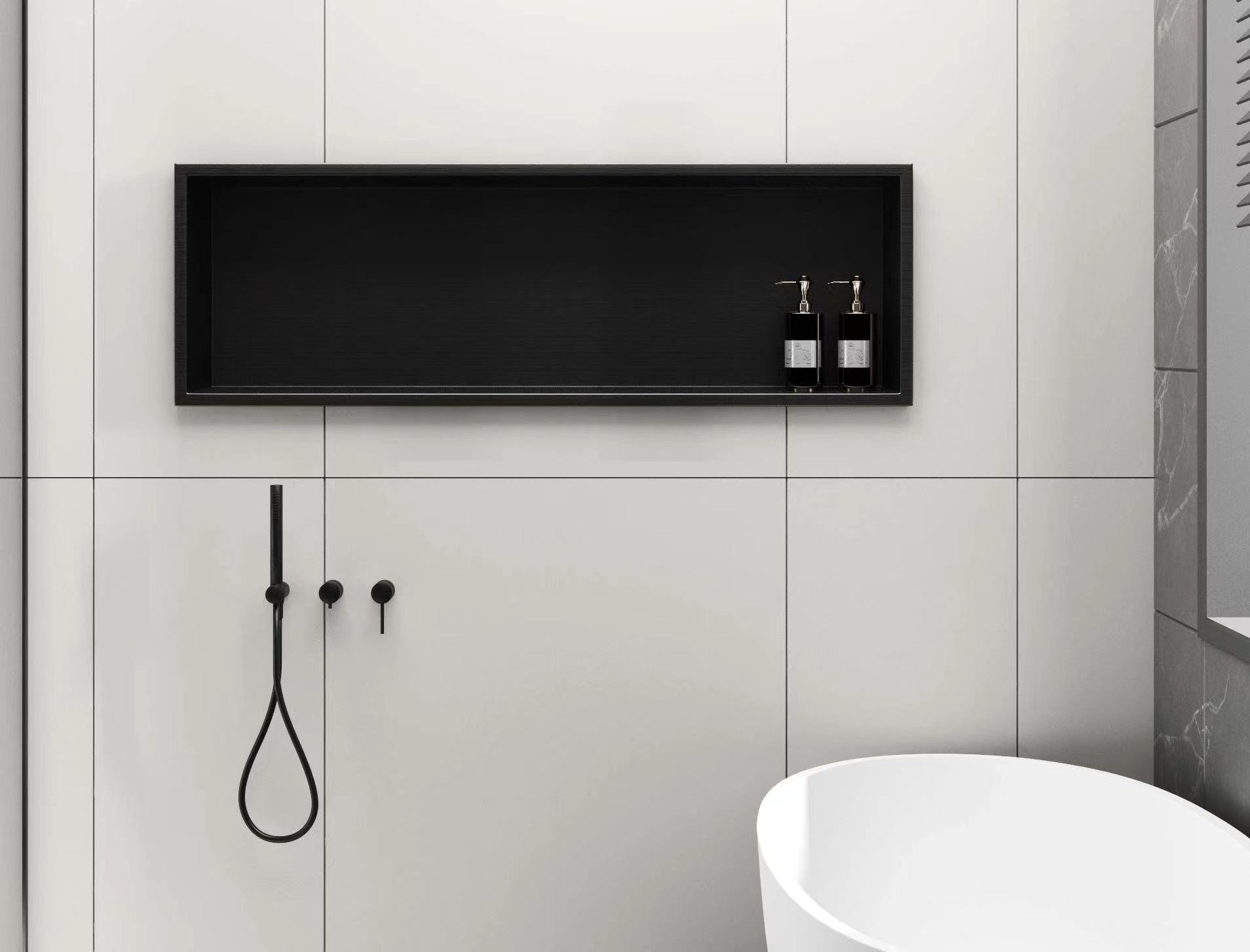 Aloni Inbouwnis Mat Zwart 30x60x10cm