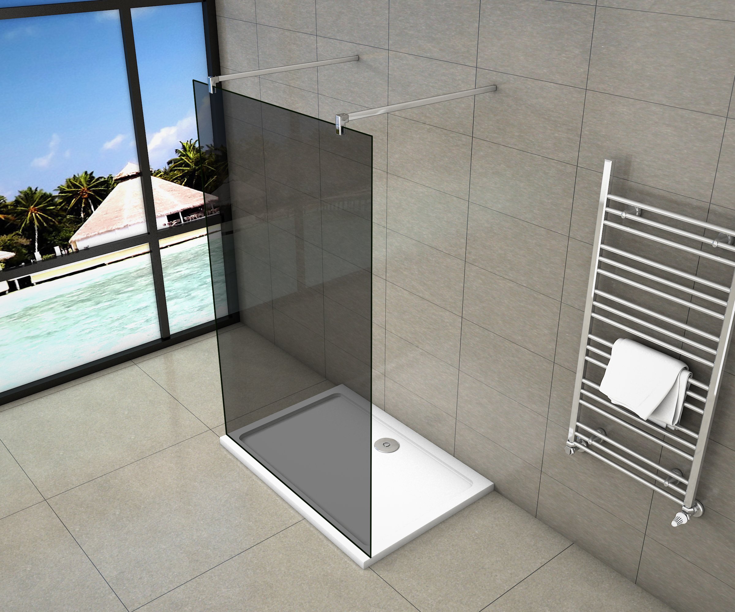 Inloopdouche Vrijstaand Black Dahlia 140x200 8mm Rookglas Antikalk Chroom