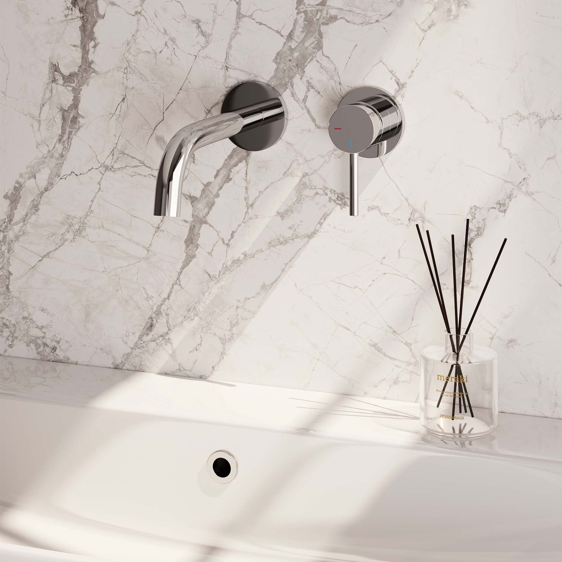 BRAUER Chrome Edition inbouw wastafelmengkraan met gebogen uitloop en rozetten model A1 chroom