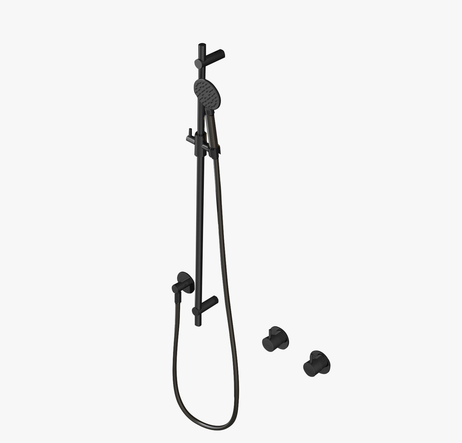 Hotbath Glijstang 90cm Met Wandaansluitbocht, Doucheslang 150cm En Ronde Handdouche Mat Zwart