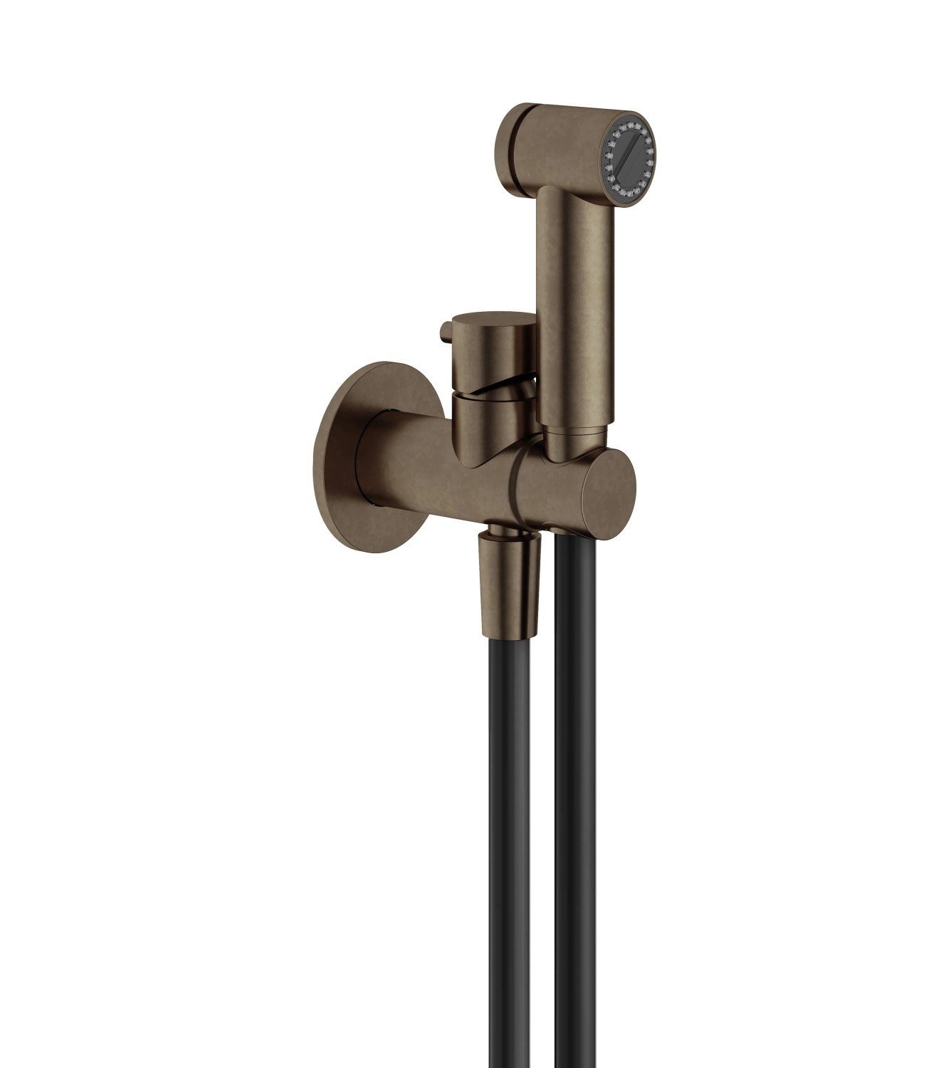 Hotbath Cobber Afbouwdeel - Bidetkraan Met Doucheslang En Houder Verouderd Messing - Living Colours