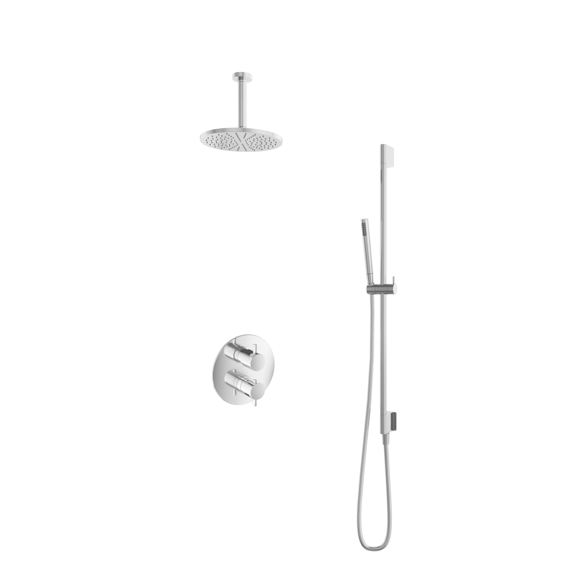 Hotbath Laddy Inbouw Regendoucheset Rond Met 2-weg-omstel, Plafondbuis 15cm, Hoofddouche 20cm, Staafhanddouche En Glijstang Chroom
