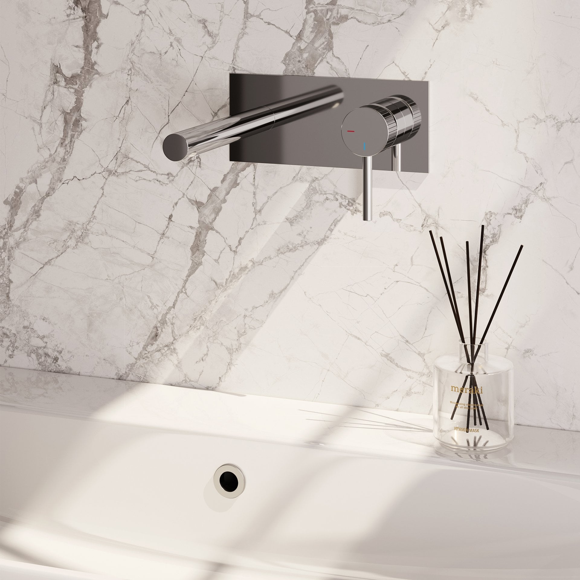 BRAUER Stripe inbouw wastafelmengkraan met rechte uitloop en afdekplaat model A1 chroom