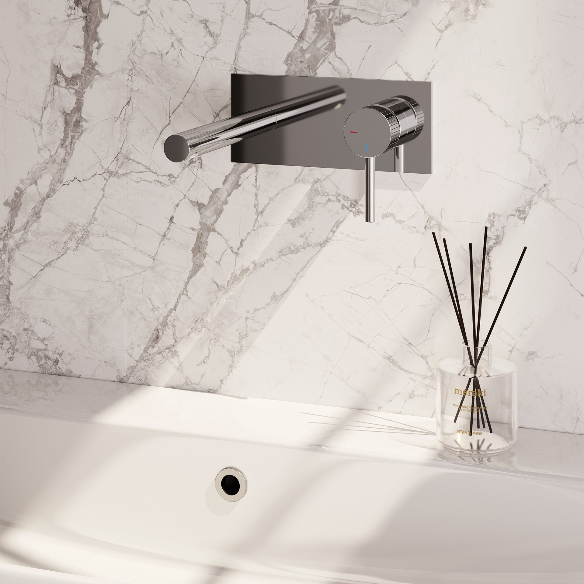 BRAUER Stripe inbouw wastafelmengkraan met rechte uitloop en afdekplaat model A1 chroom