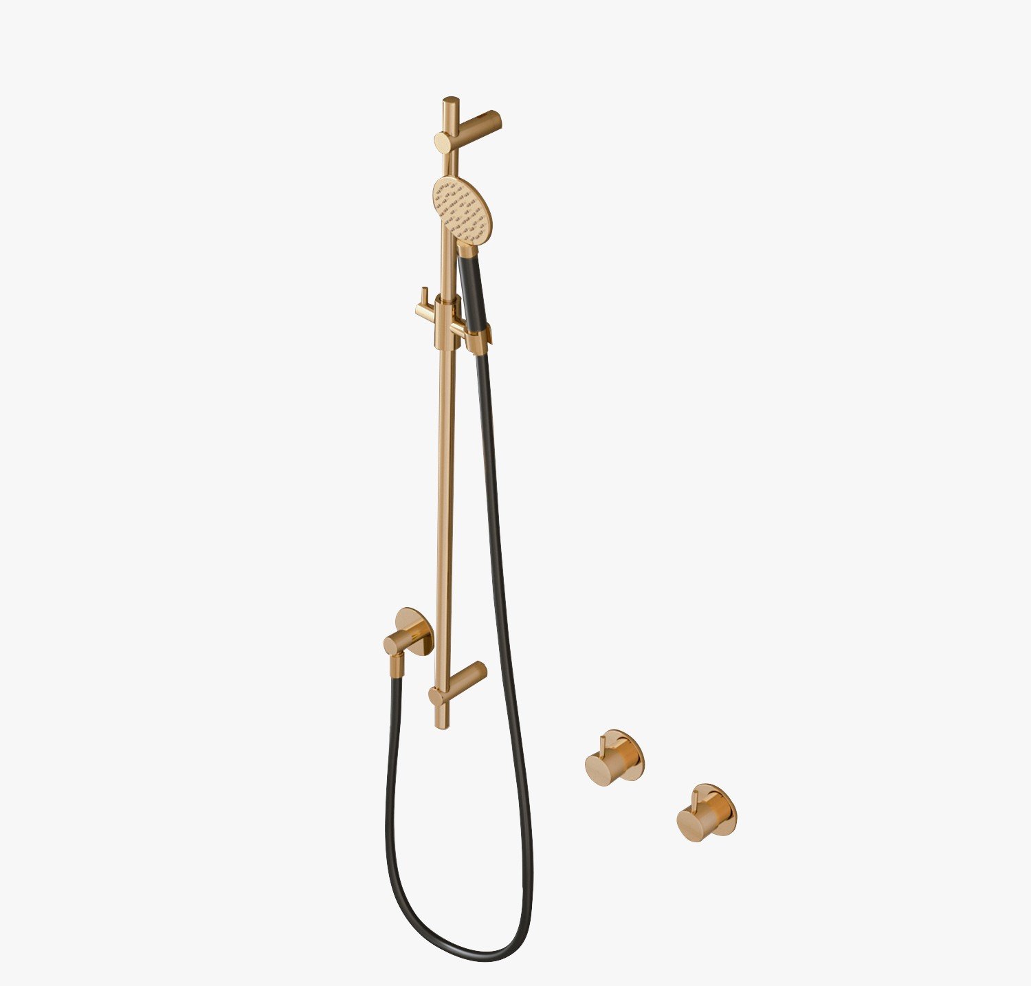 Hotbath Glijstang 90cm Met Wandaansluitbocht, Doucheslang 150cm En Ronde Handdouche Geborsteld Messing - Living Colours