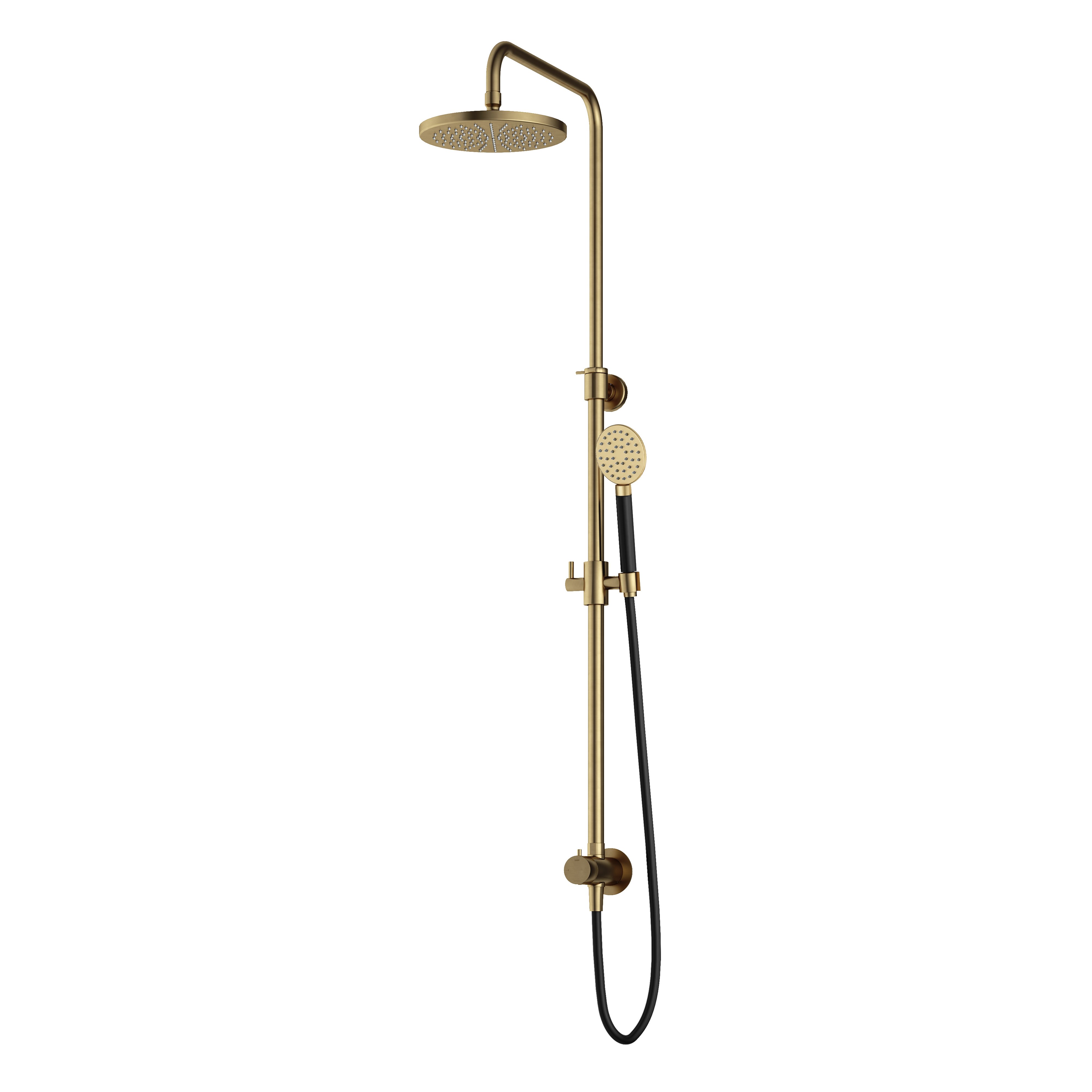 Hotbath Cobber Opbouw Regendoucheset Met Omstel, Hoofddouche 20cm En Ronde Handdouche Geborsteld Messing