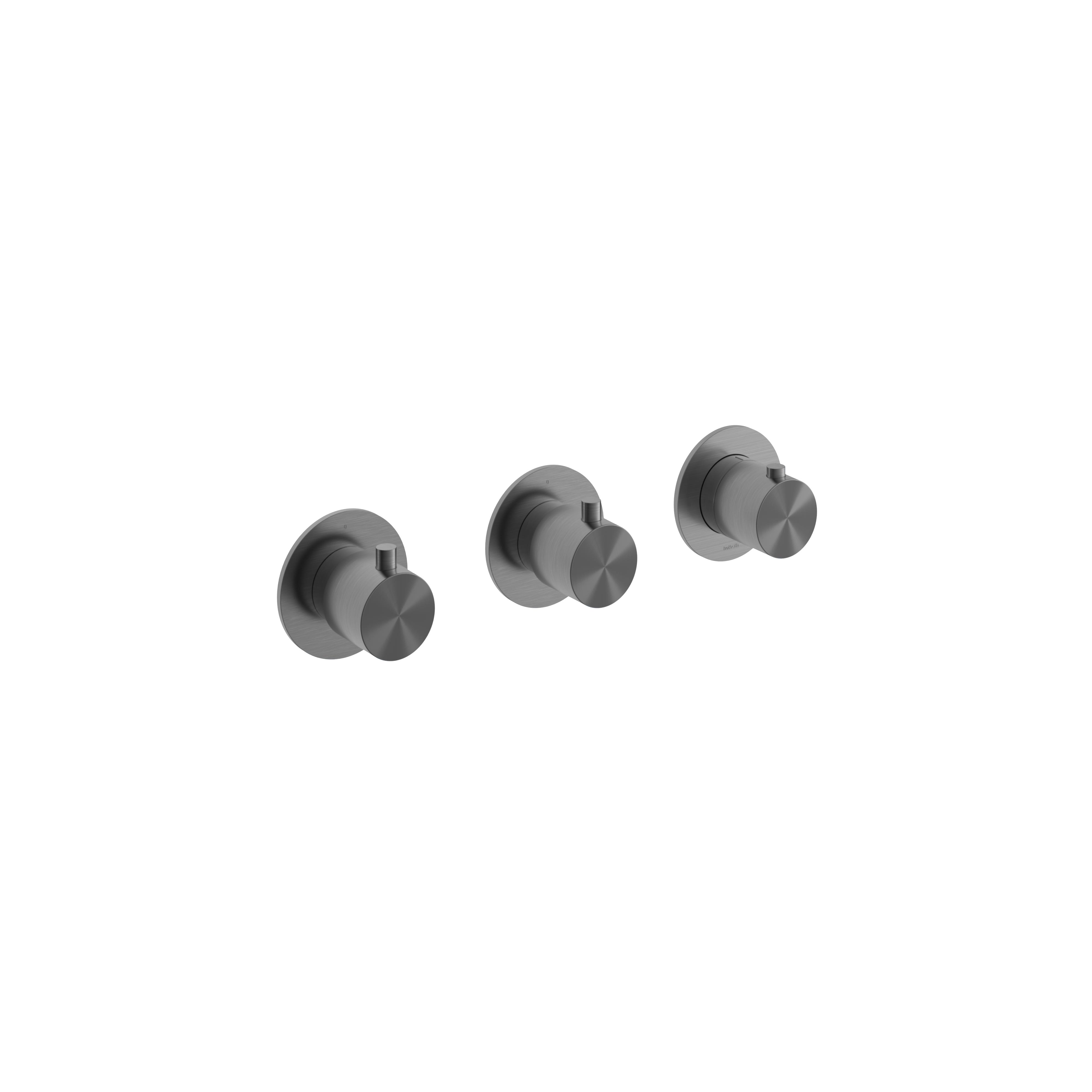 Hotbath Archie Afbouwdeel - Inbouw Thermostaat Met 2 Stopkranen Geborsteld Gunmetal PVD