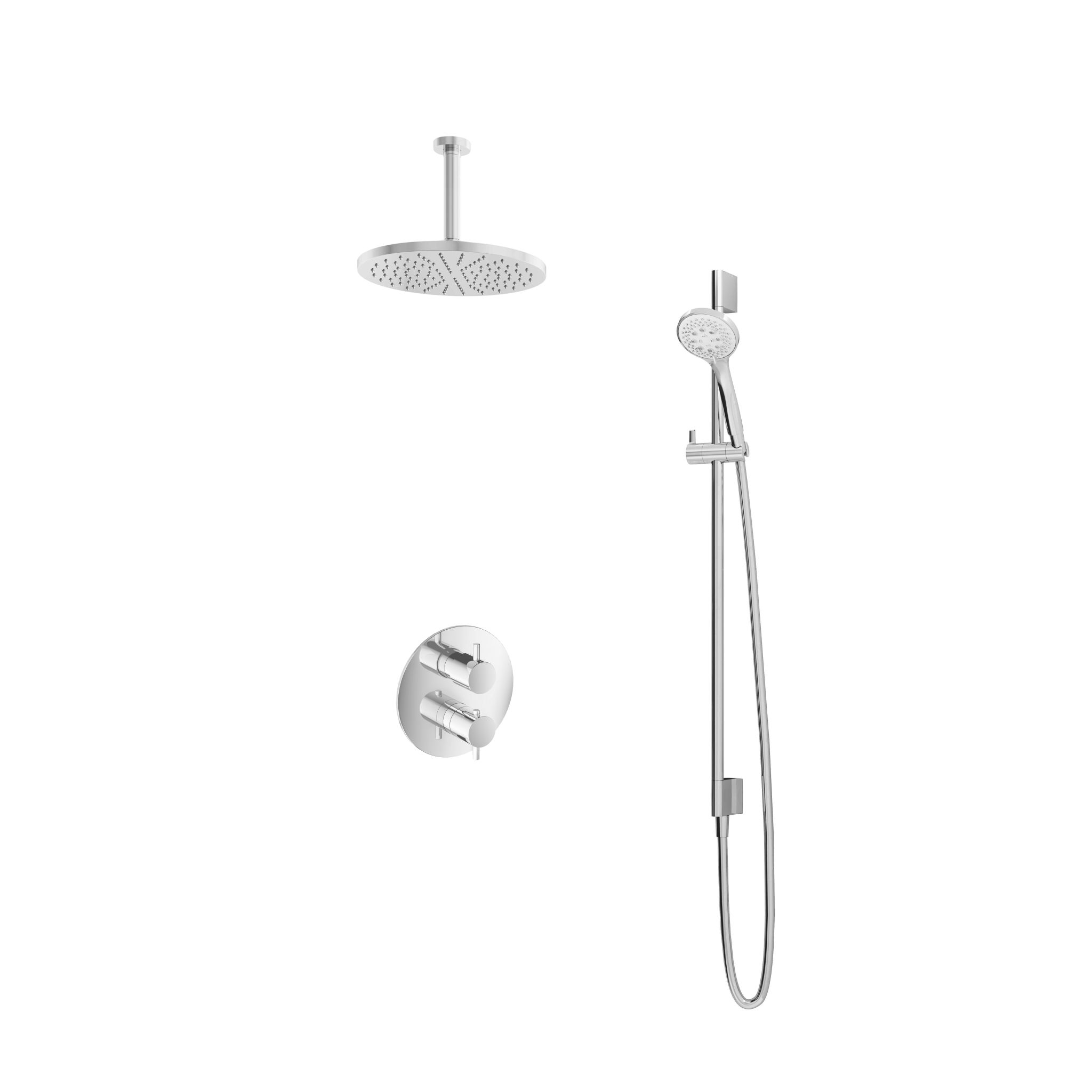 Hotbath Laddy Inbouw Regendoucheset Rond Met 2-Weg-Omstel, Plafondbuis 15cm, Hoofddouche 30cm, 3-Standen Handdouche En Glijstang Chroom