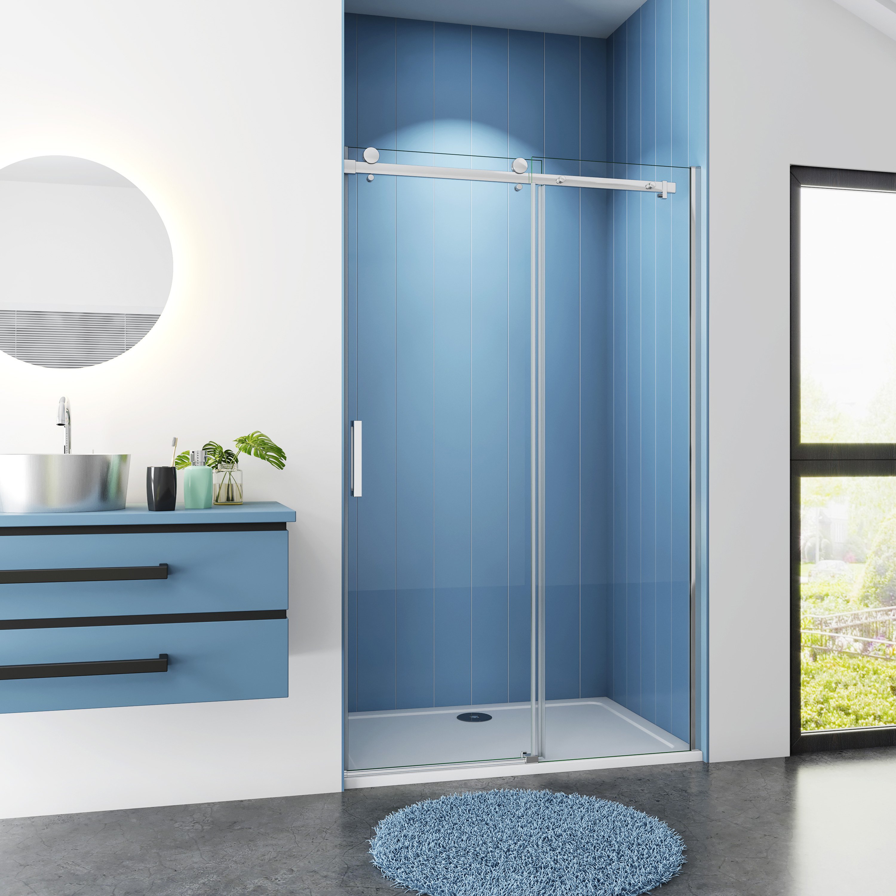 Douchedeur Lotus Nisdeur 135X195 Schuifdeur 8Mm Helder Glas Antikalk Chroom