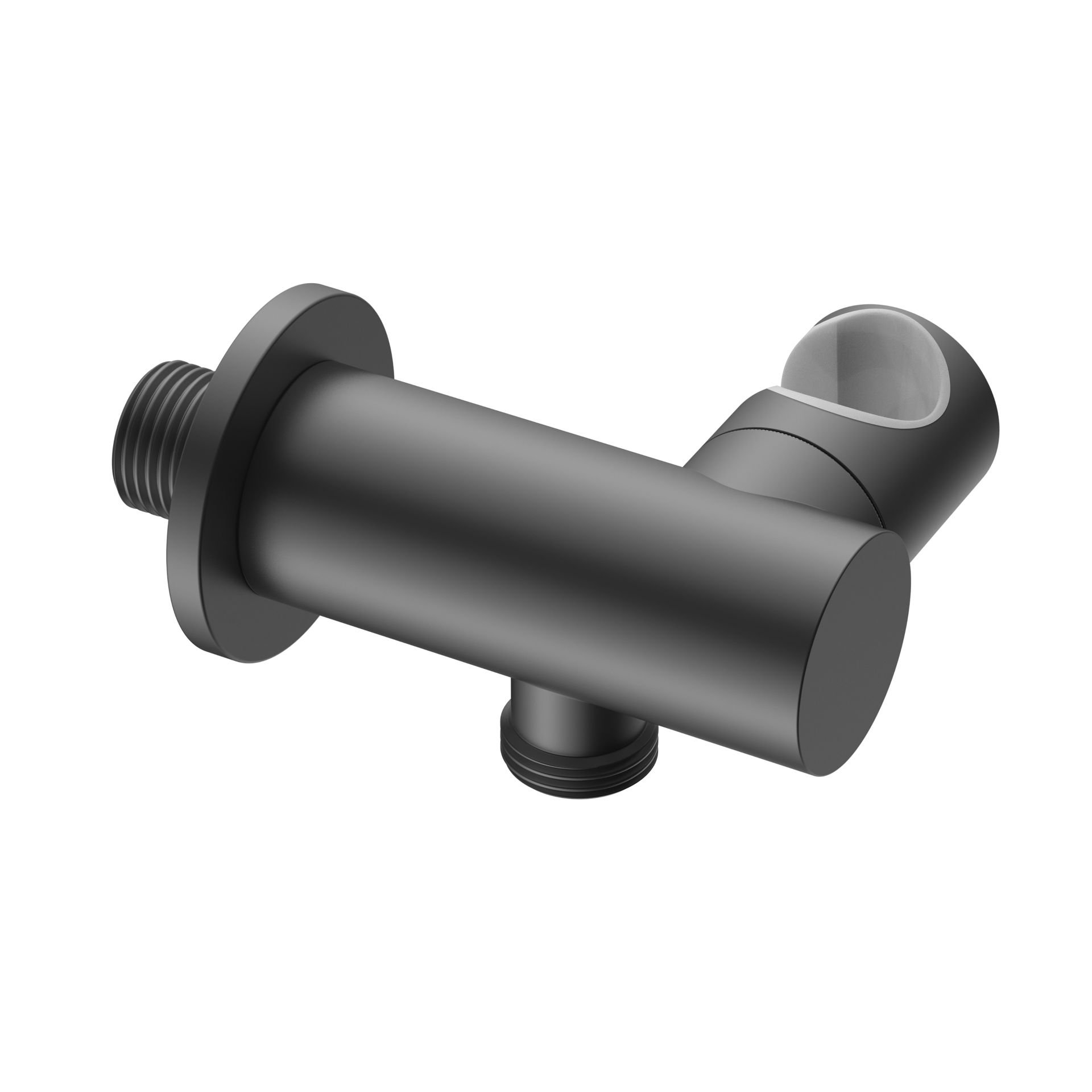Uniforma Muuraansluitbocht Met Wateraansluiting En Handouchehouder - Kantelbaar - Gunmetal (PVD)