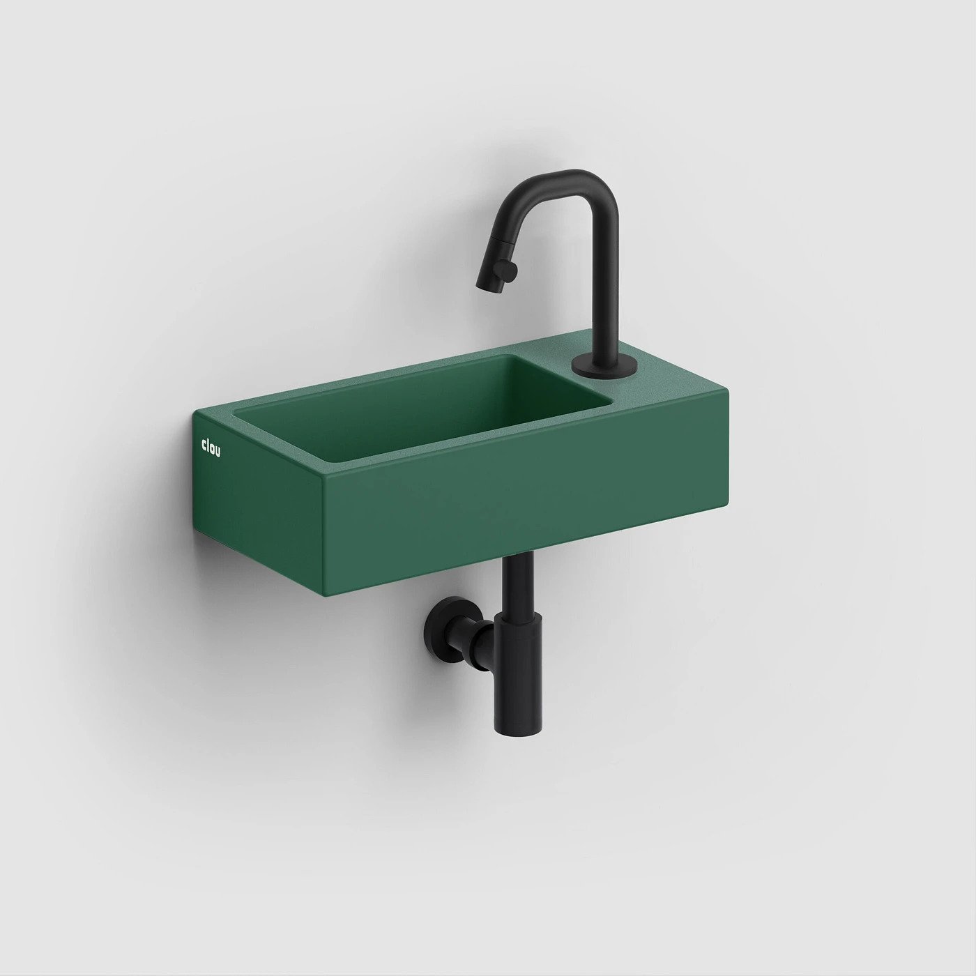 Clou Flush 3 fontein 36x18cm + kraang. rechts mat pijnboom groen ker