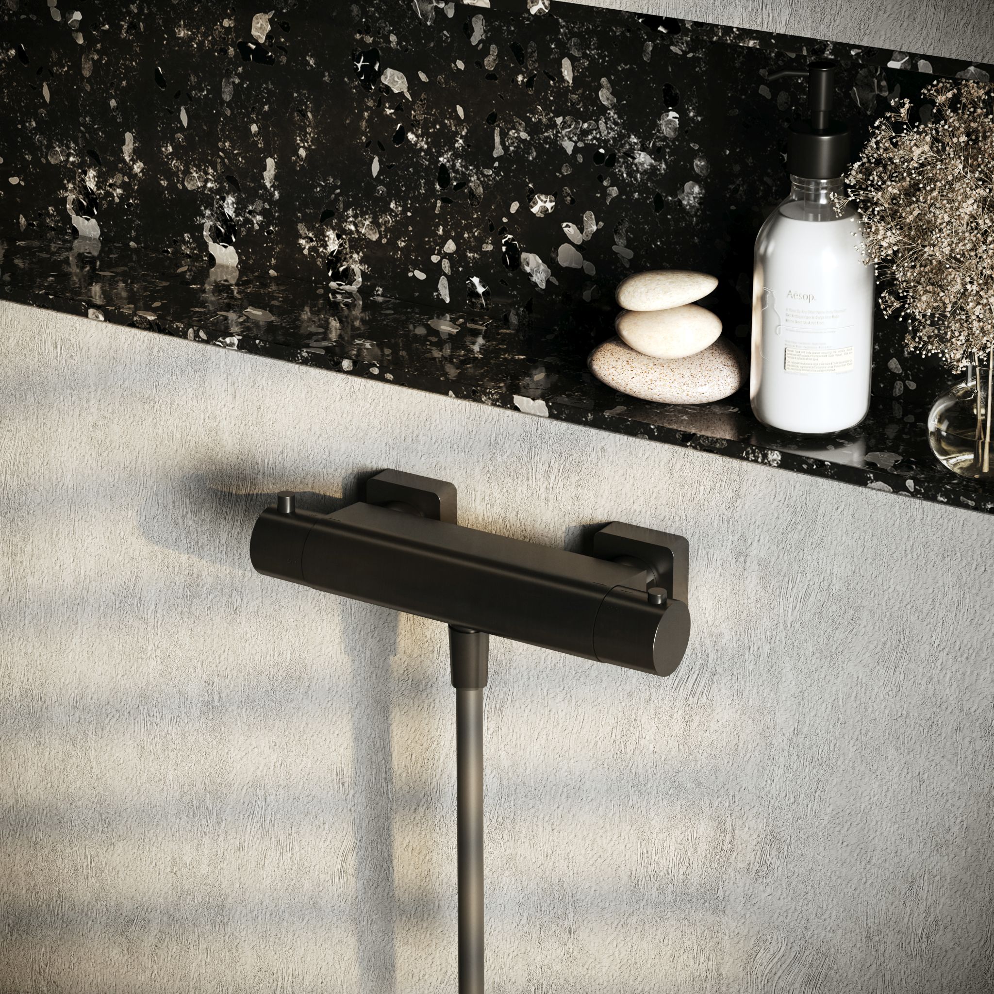 Hotbath Gal Opbouw Douchethermostaatkraan Geborsteld Gunmetal PVD