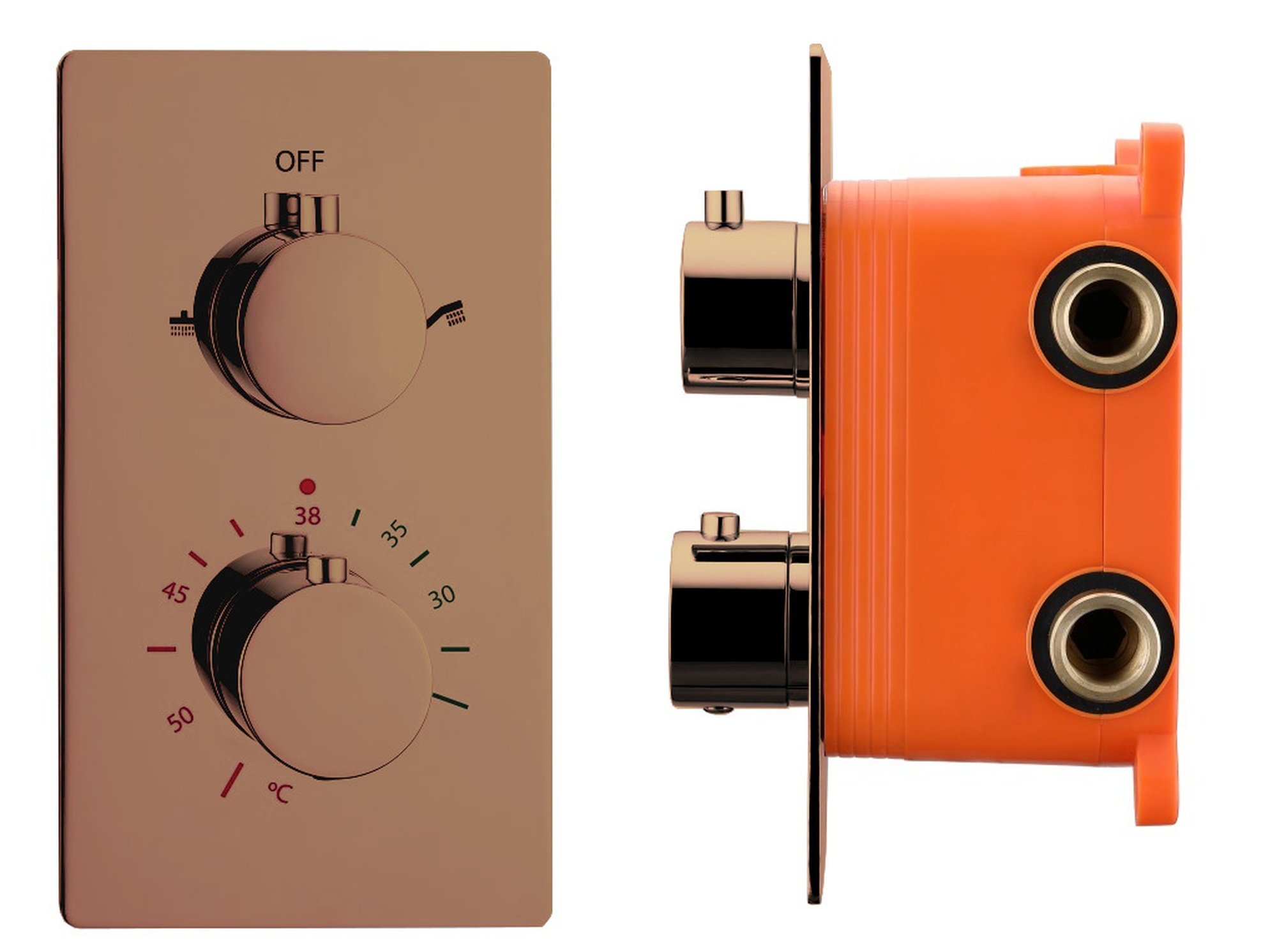 Best-Design "Dijon" inbouwthermostaat & inb.box 2-weg 1/2" Sunny-Bronze