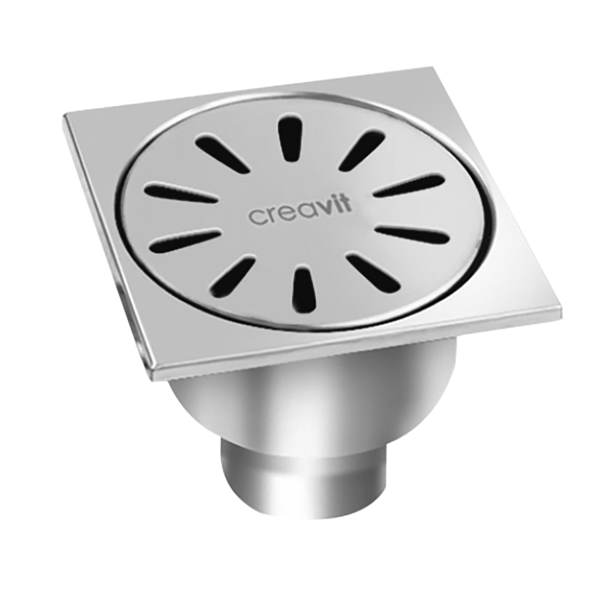 Creavit Doucheput met onder-aansluiting 15x15 rvs