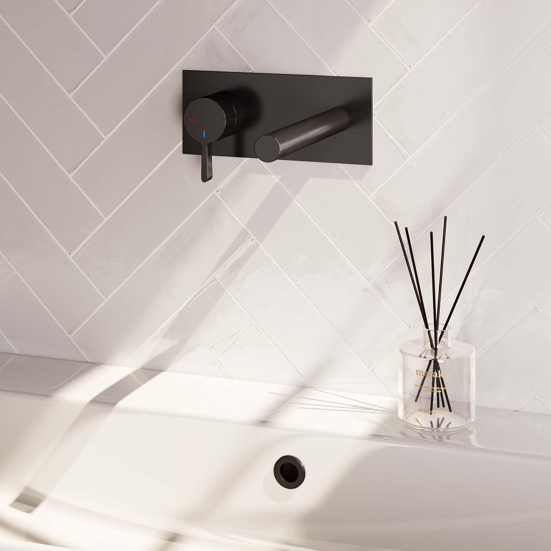 BRAUER Black Edition inbouw wastafelmengkraan met rechte uitloop en afdekplaat model E2 mat zwart