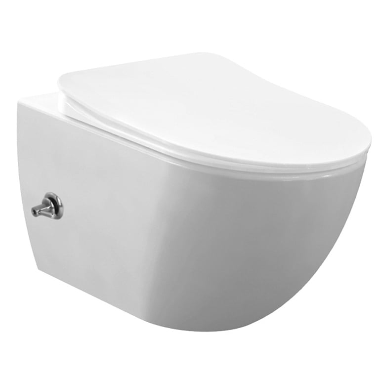 Creavit Design Ophang Wc Wit Met Rvs Sproeier (Bidet) Rimoff Met Een Geïntegreerde Warm / Koud Water Kraan