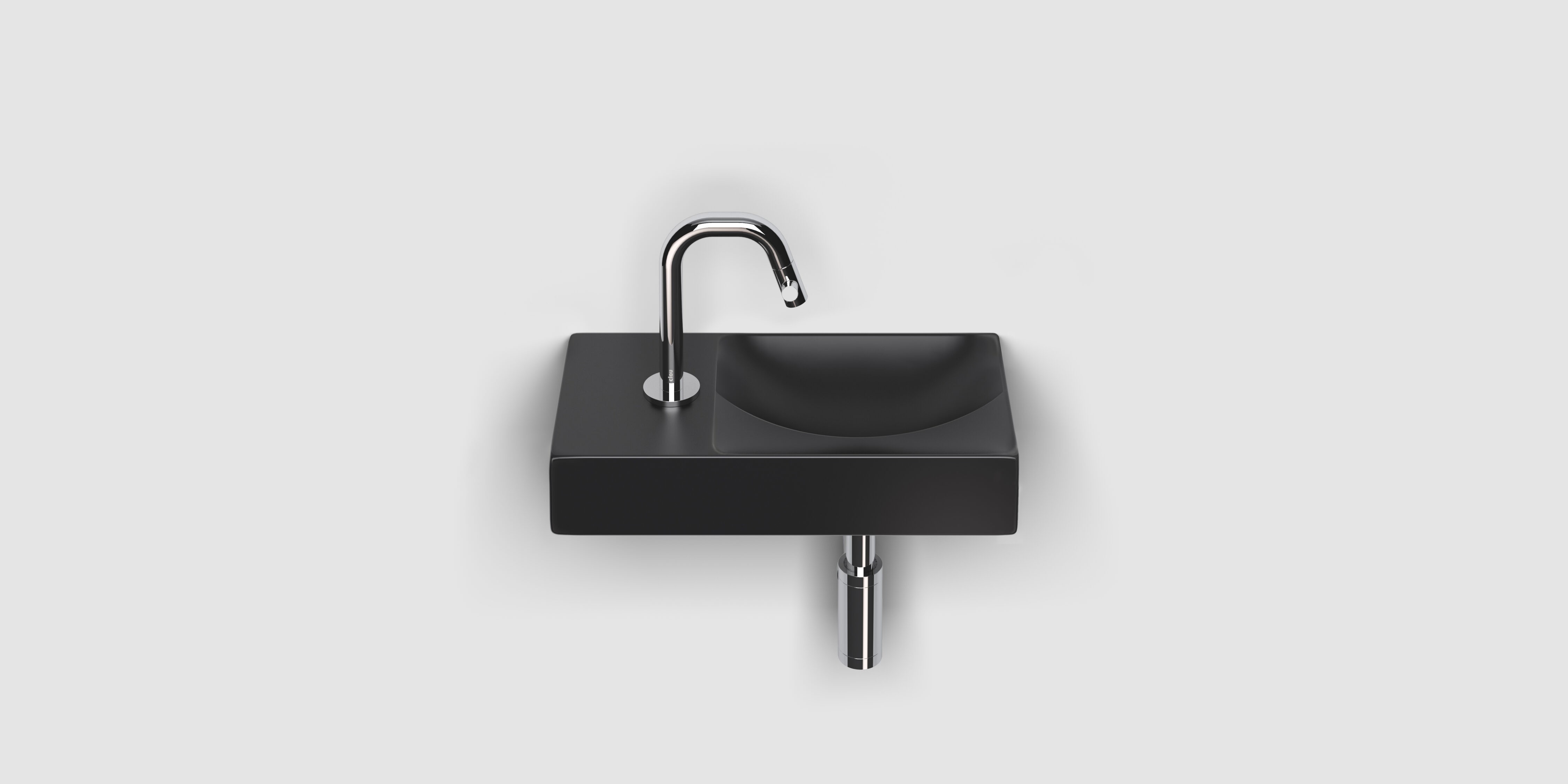 Clou Vale fonteinen keramiek fontein 38x19x7cm kraangat links Zwart mat