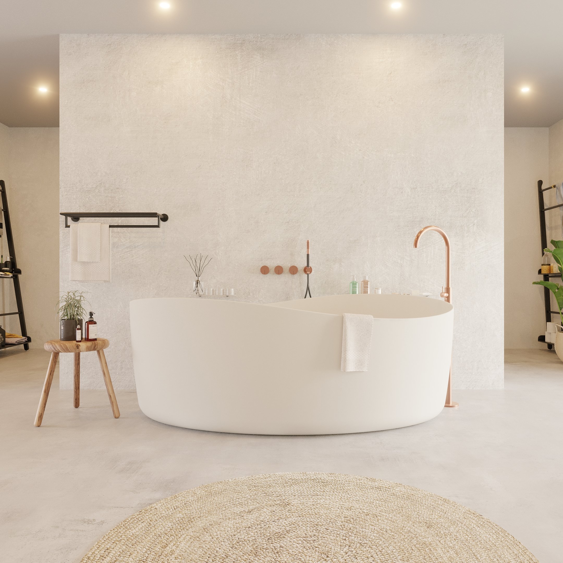 Ideavit Solidharmony vrijstaand bad 175x100cm Solid surface mat wit