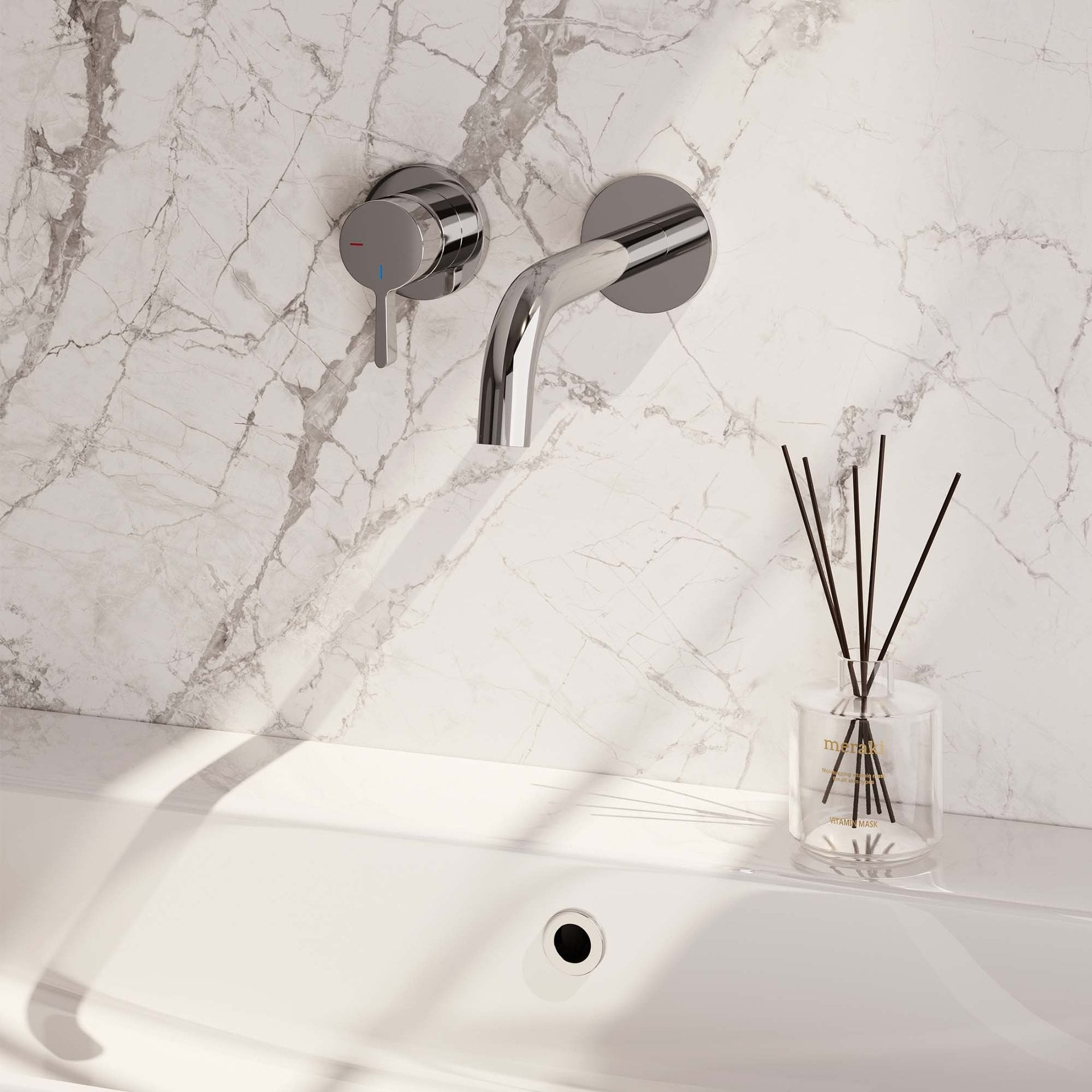 BRAUER Chrome Edition inbouw wastafelmengkraan met gebogen uitloop en rozetten model E2 chroom