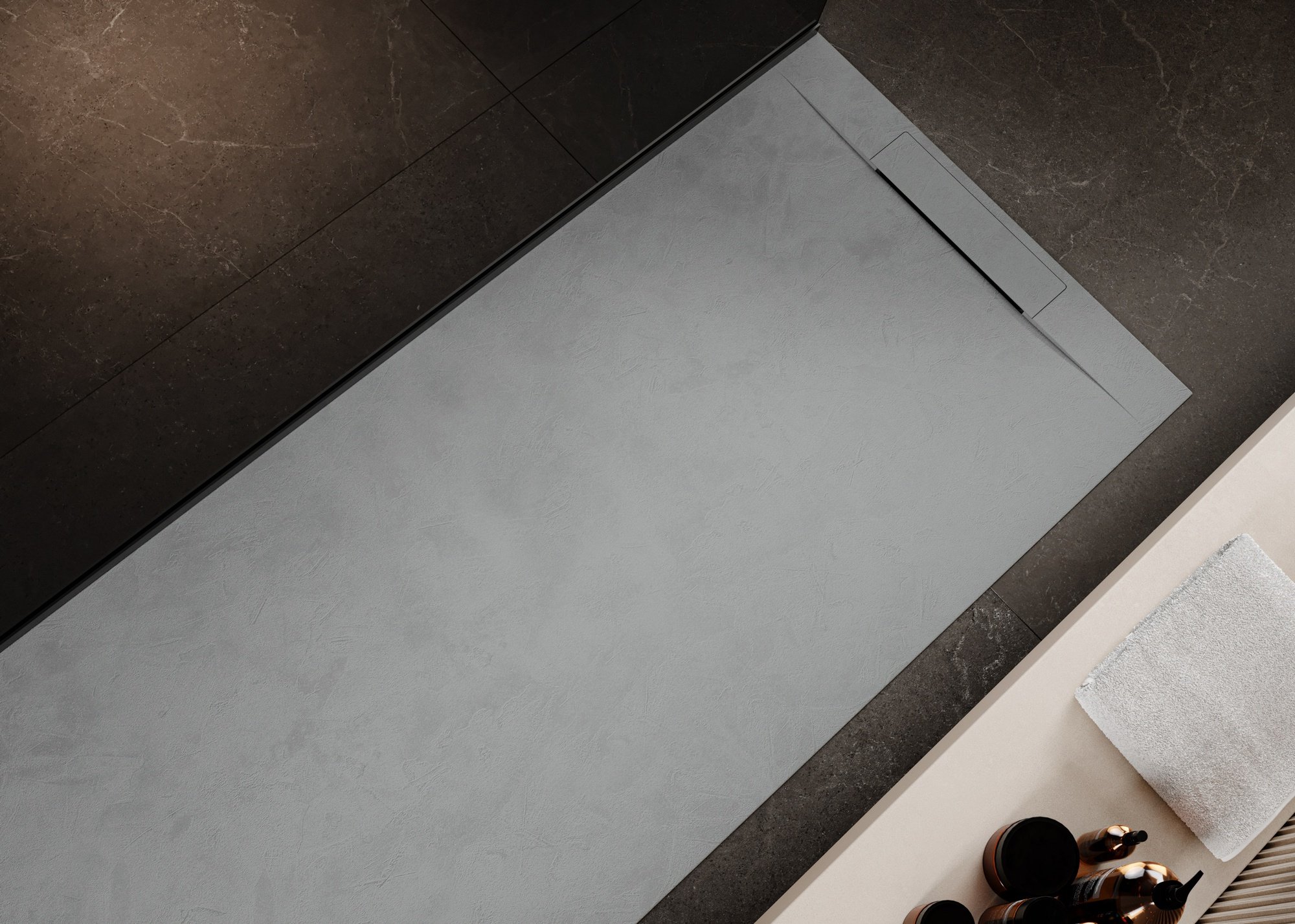 Creavit Aloni Plato Douchebak Composietsteen Grijs 120 cm